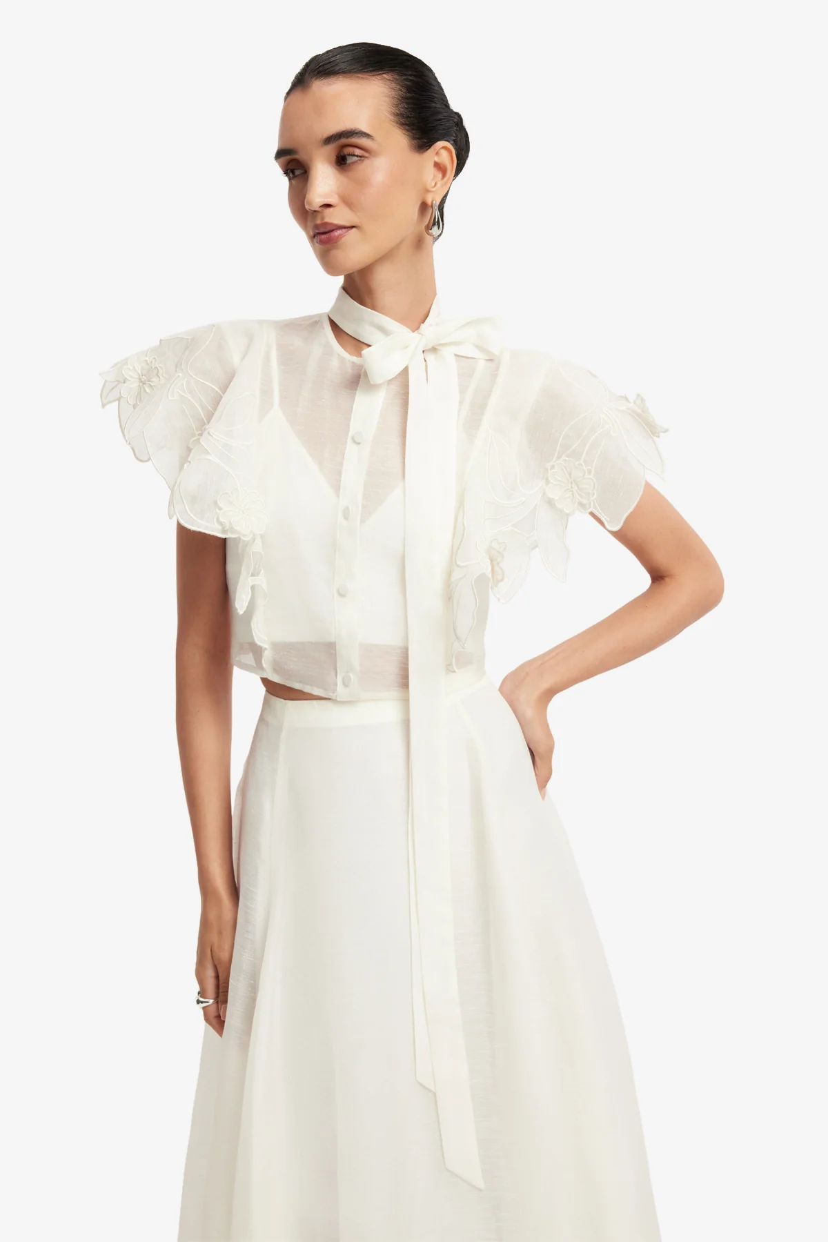 Leila Appliqué Midi Skirt - Snow - Image 6