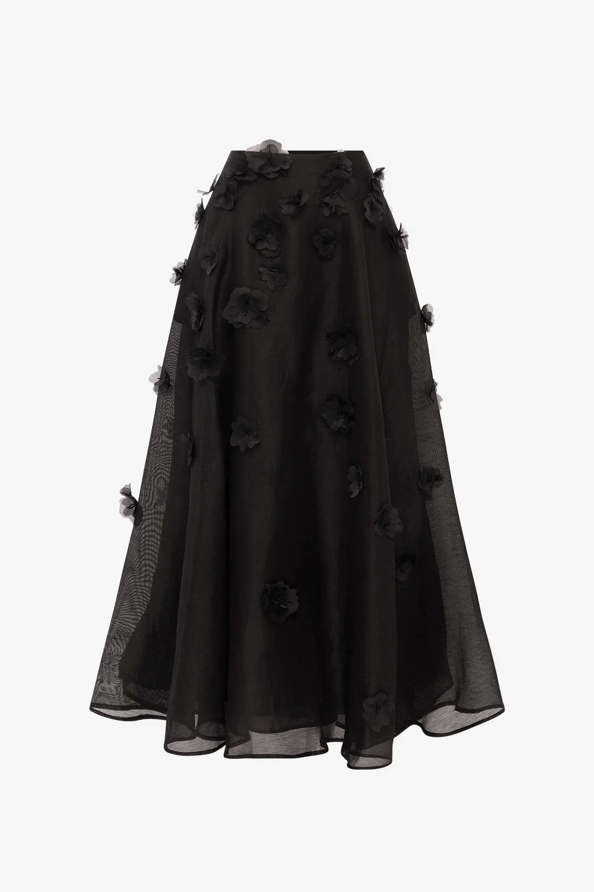 Leila Petal Midi Skirt - Ebony