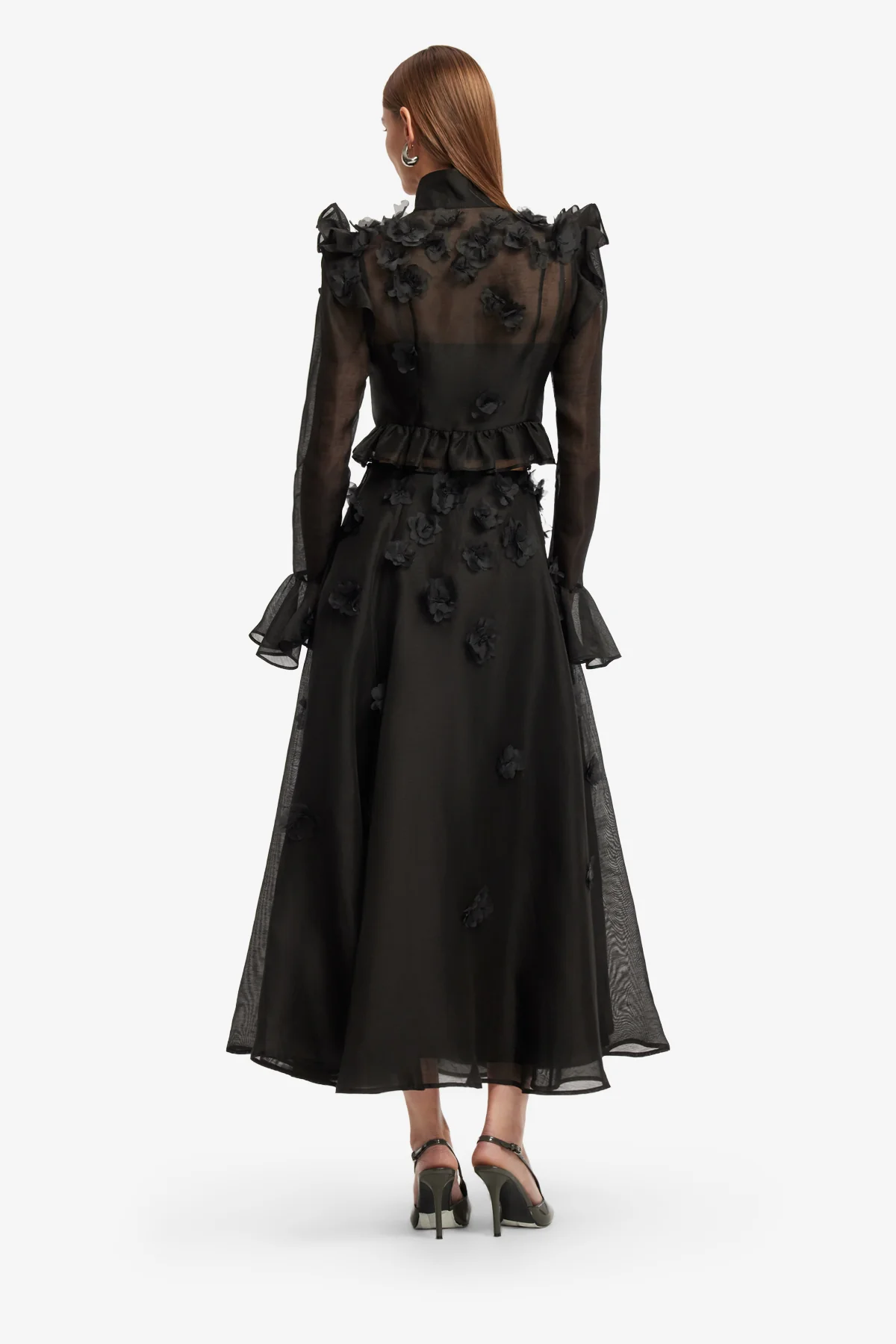 Leila Petal Midi Skirt - Ebony - Image 5