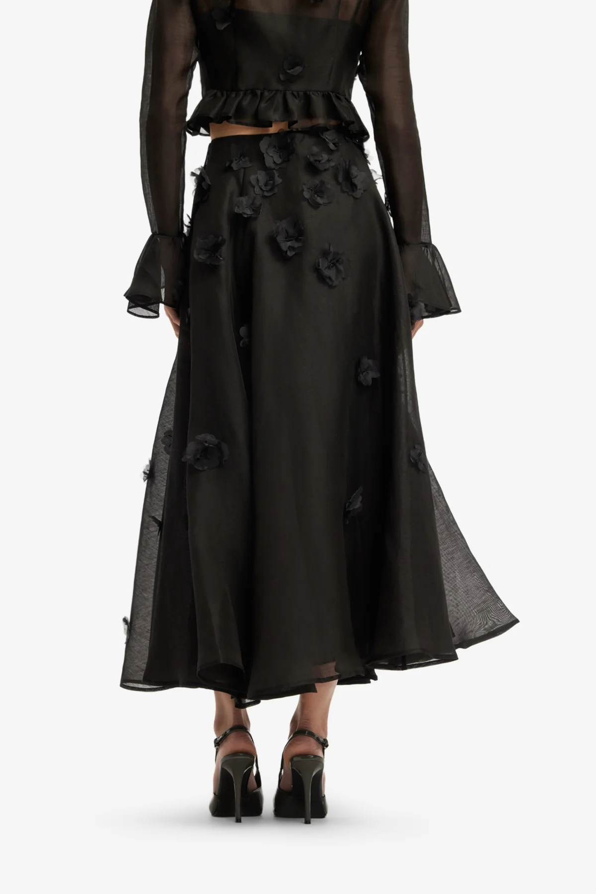 Leila Petal Midi Skirt - Ebony - Image 6