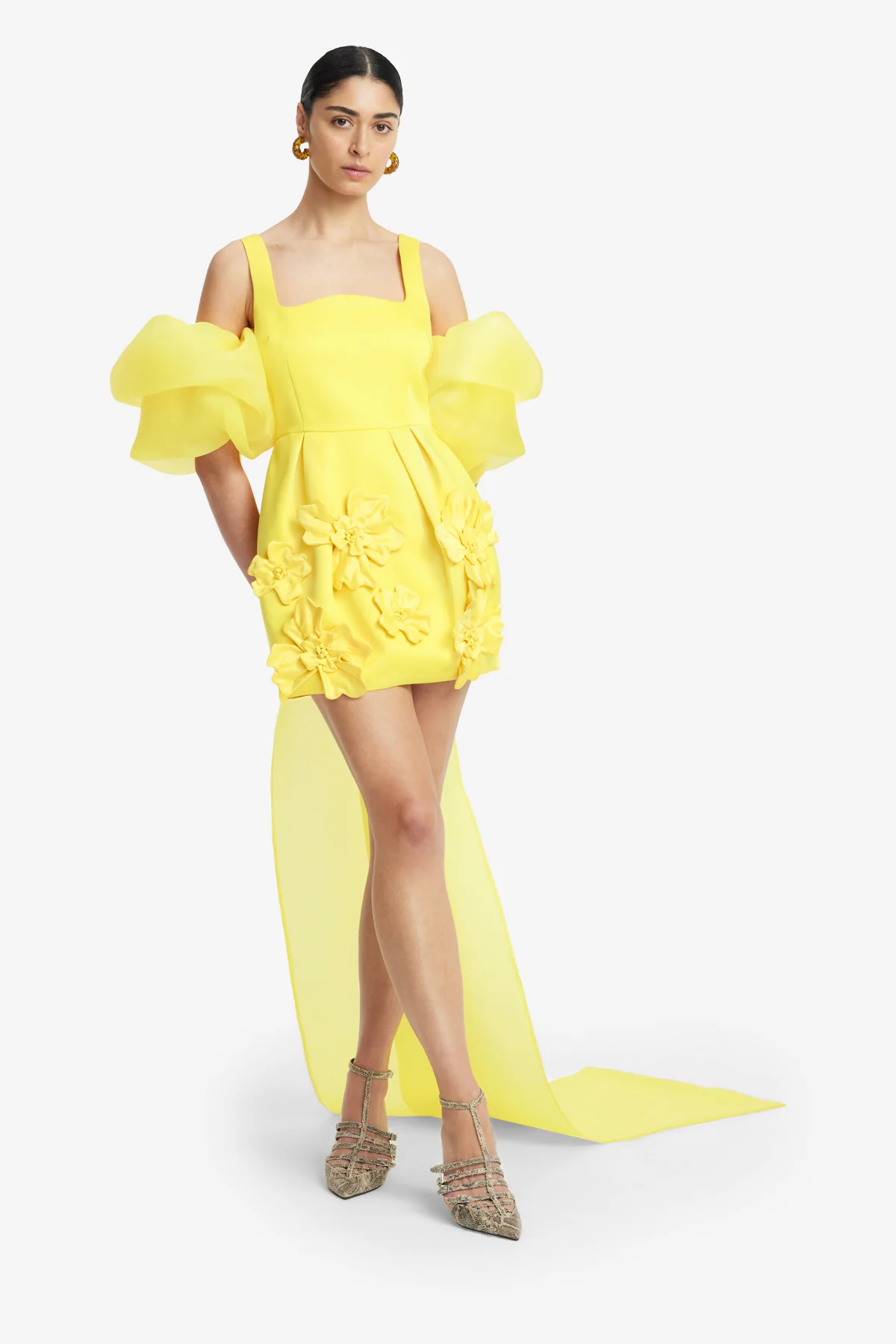 Leonora Organza Puff Sleeve Cape - Sunshine - Image 3