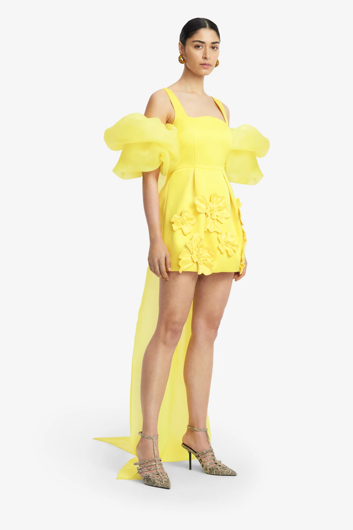 Leonora Organza Puff Sleeve Cape - Sunshine - Image 4