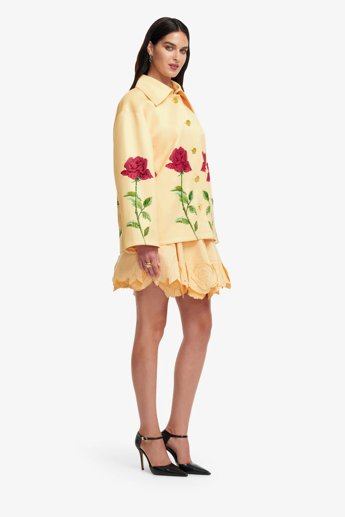Leyna Embellished Rose Jacket - Butter - Image 3