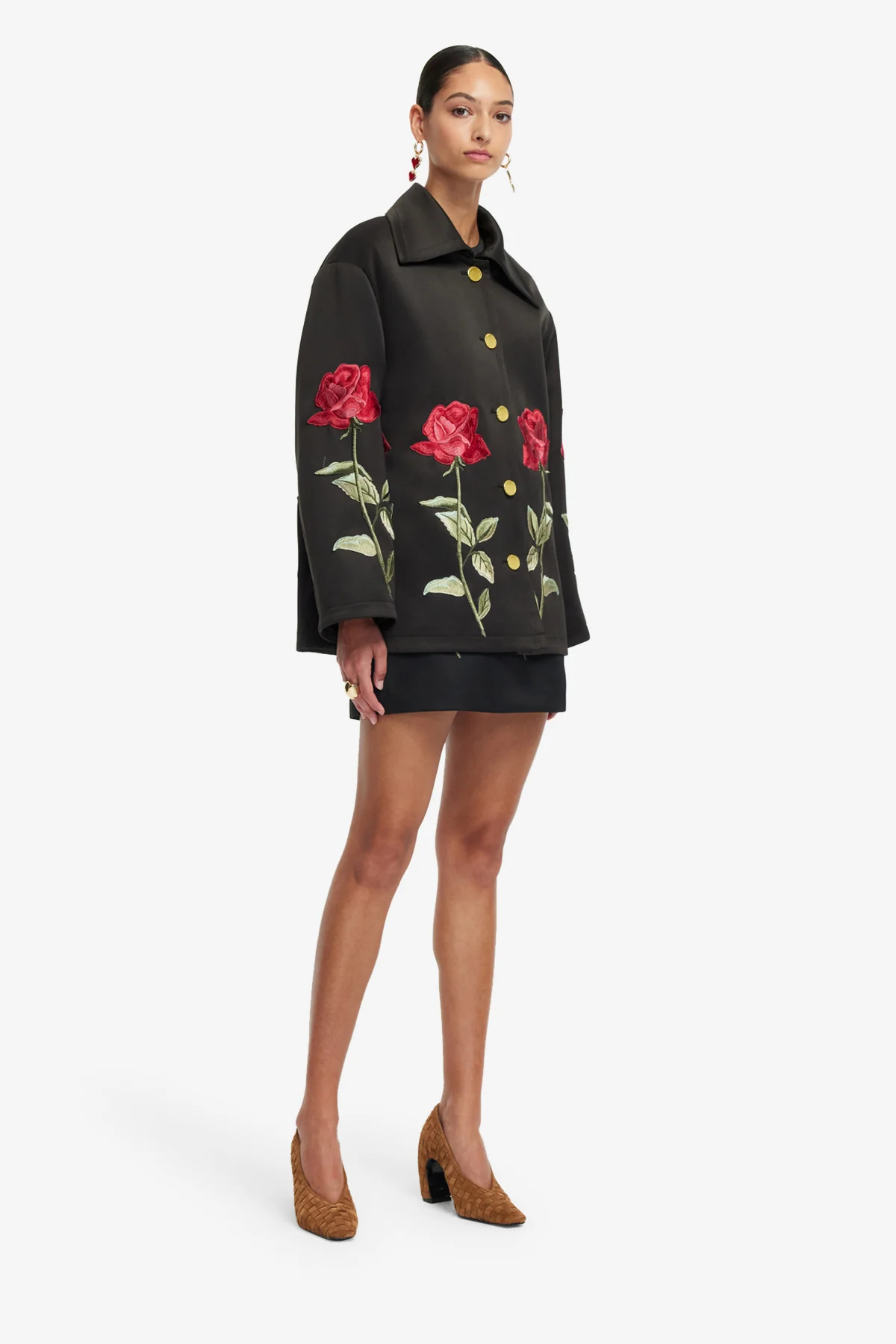 Leyna Embellished Rose Jacket - Ebony - Image 4