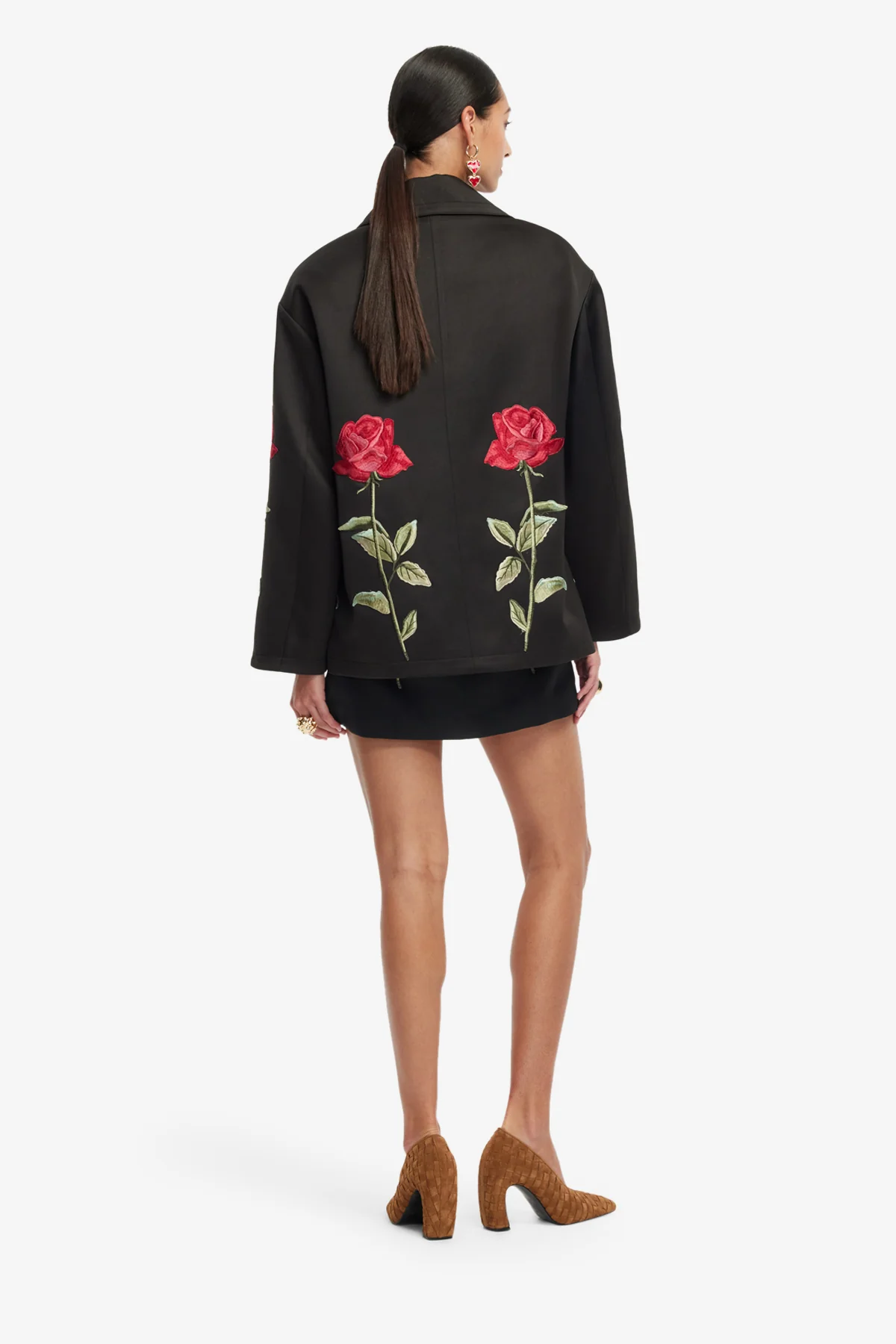 Leyna Embellished Rose Jacket - Ebony - Image 5