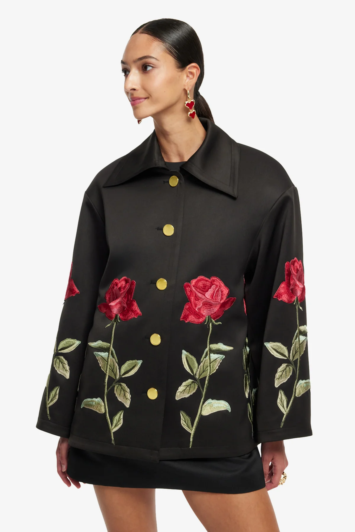 Leyna Embellished Rose Jacket - Ebony - Image 6