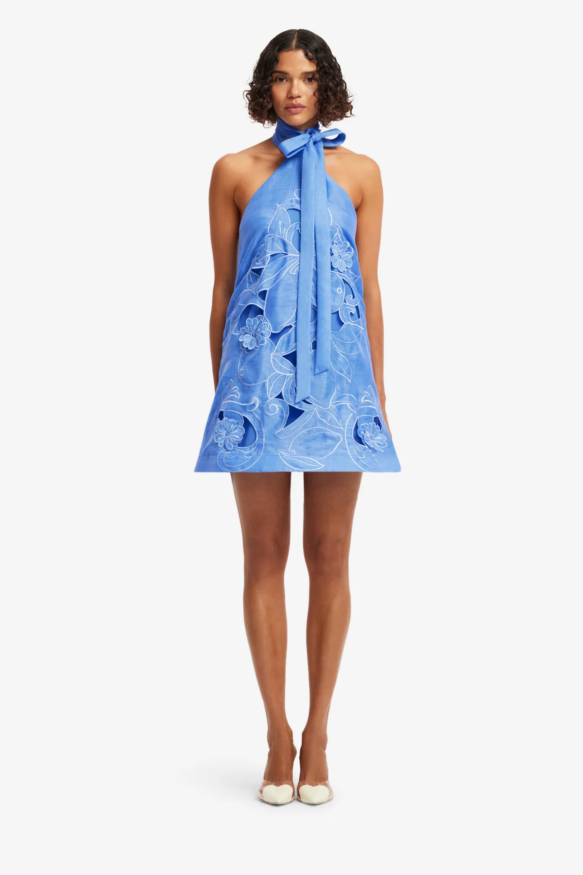 Lola Appliqué Halterneck Mini Dress - Azure - Image 2