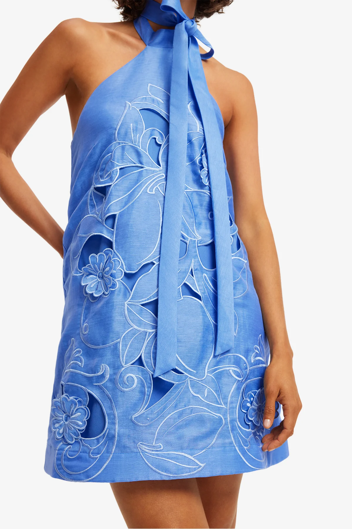Lola Appliqué Halterneck Mini Dress - Azure - Image 6