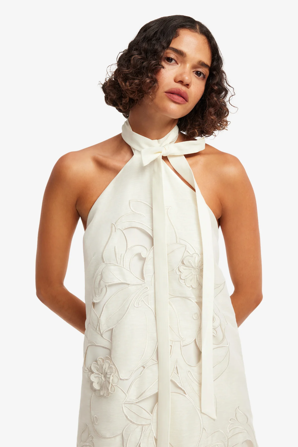 Lola Appliqué Halterneck Mini Dress - Snow - Image 6