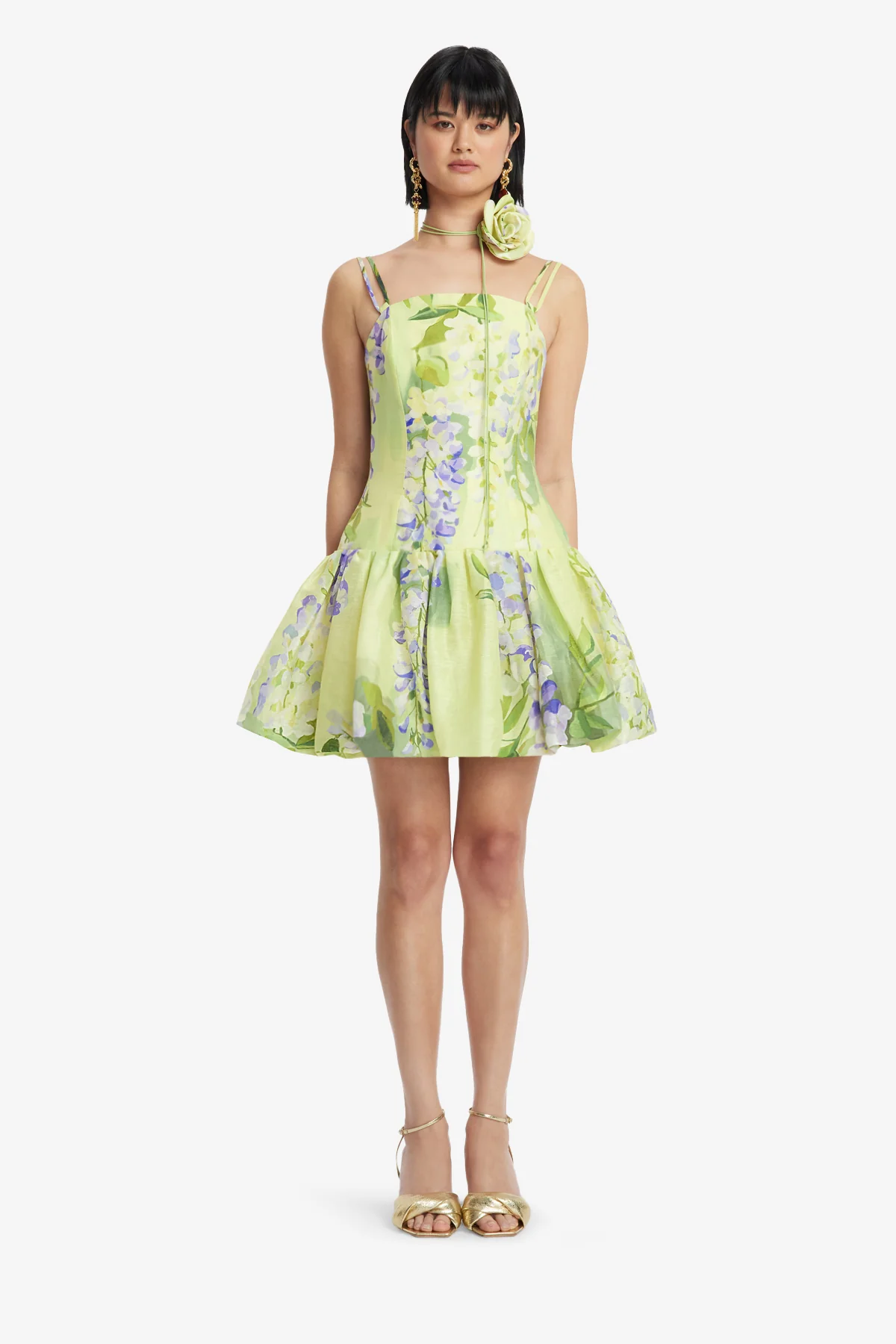 Lorena Puff Mini Dress - Wisteria Print - Image 2