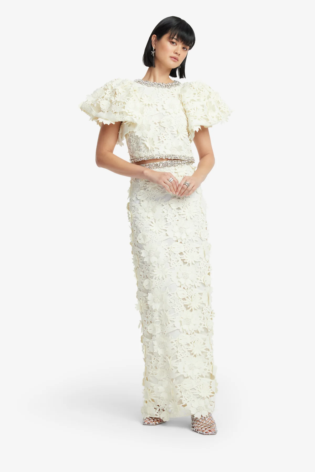 Lucia Embellished Lace Top - Snow - Image 3