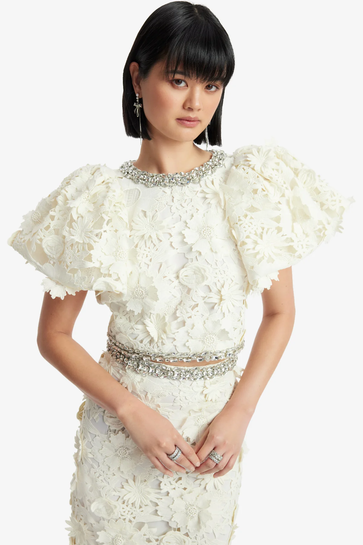 Lucia Embellished Lace Top - Snow - Image 6