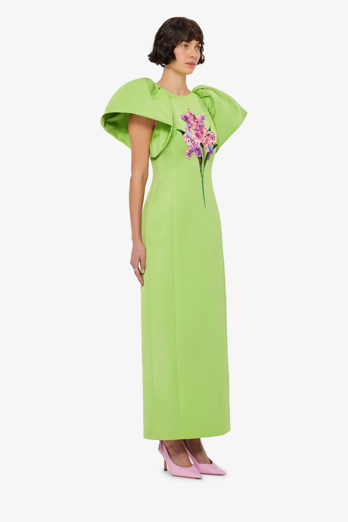 Lucinda Embellished Maxi Dress - Lily Print in Parakeet - Image 4