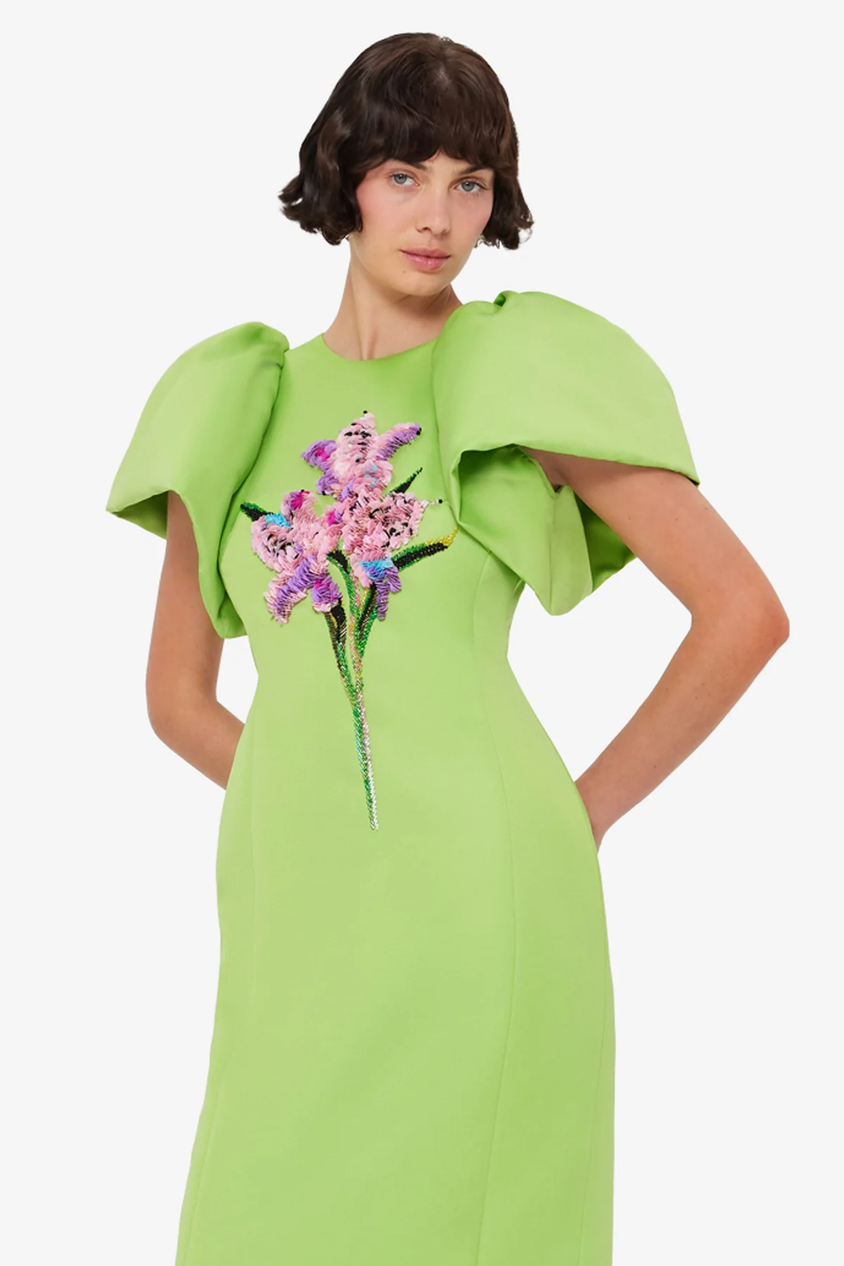 Lucinda Embellished Maxi Dress - Lily Print in Parakeet - Image 6