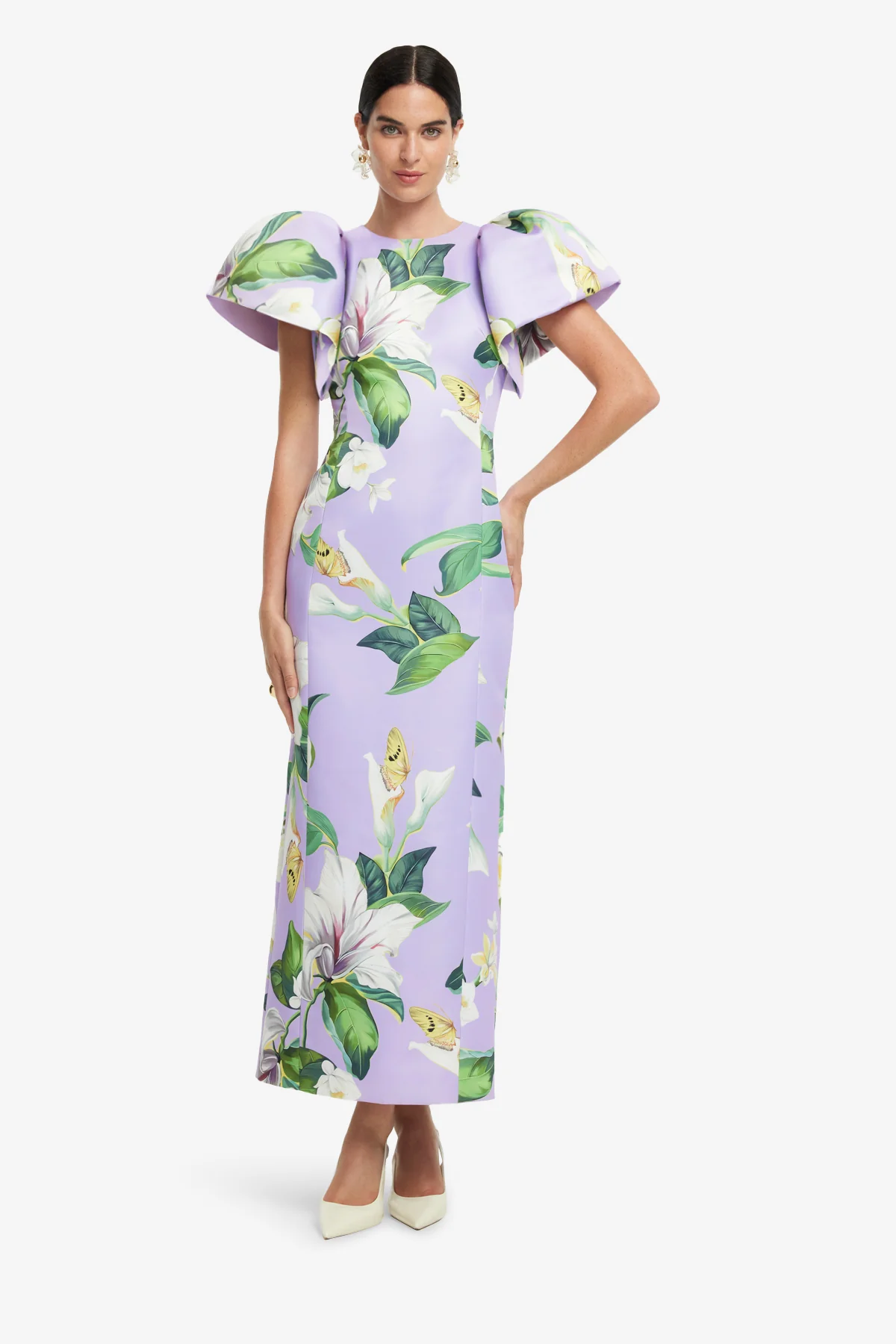 Lucinda Printed Maxi Dress - Lily Blossom in Lilac - Image 3