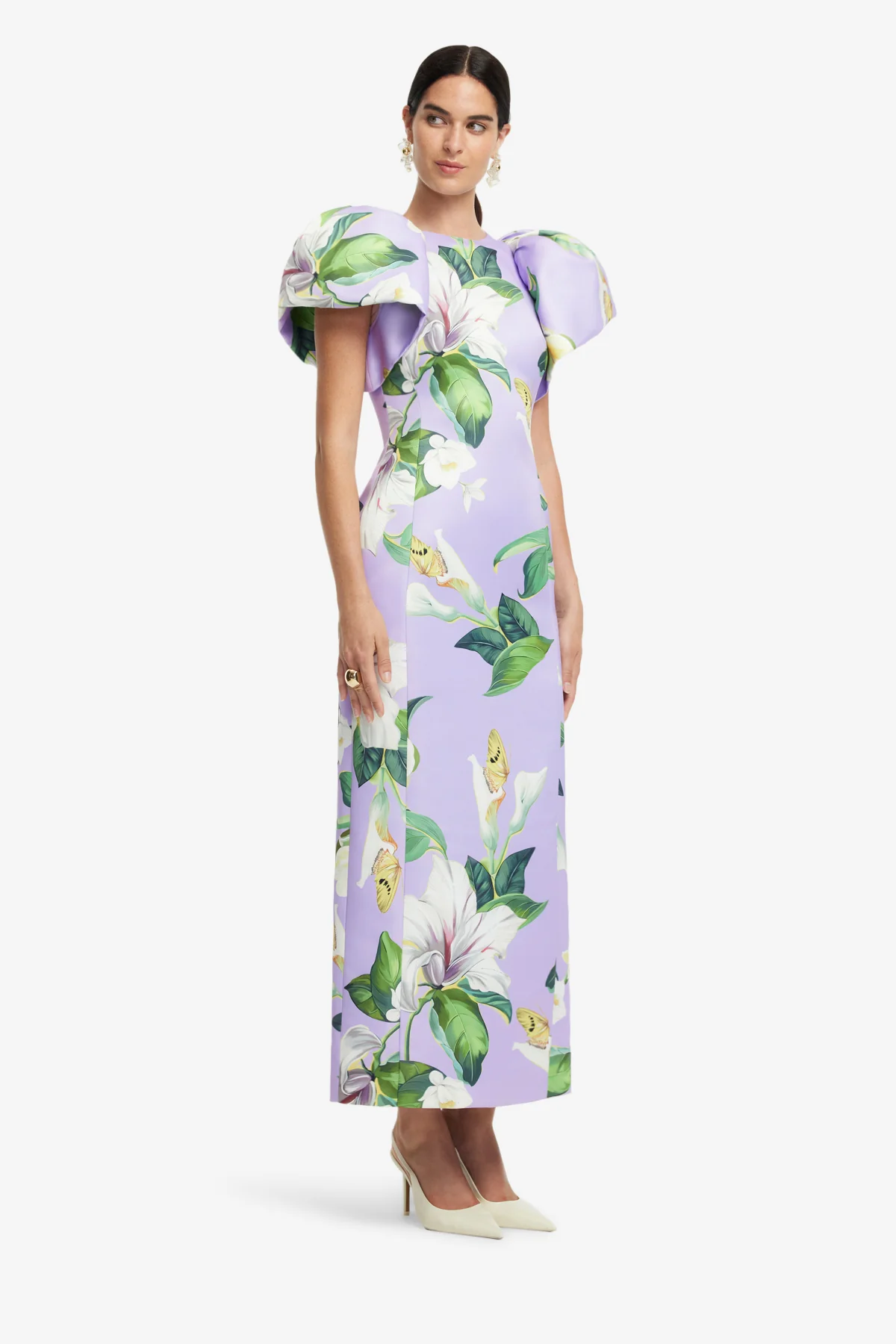 Lucinda Printed Maxi Dress - Lily Blossom in Lilac - Image 4