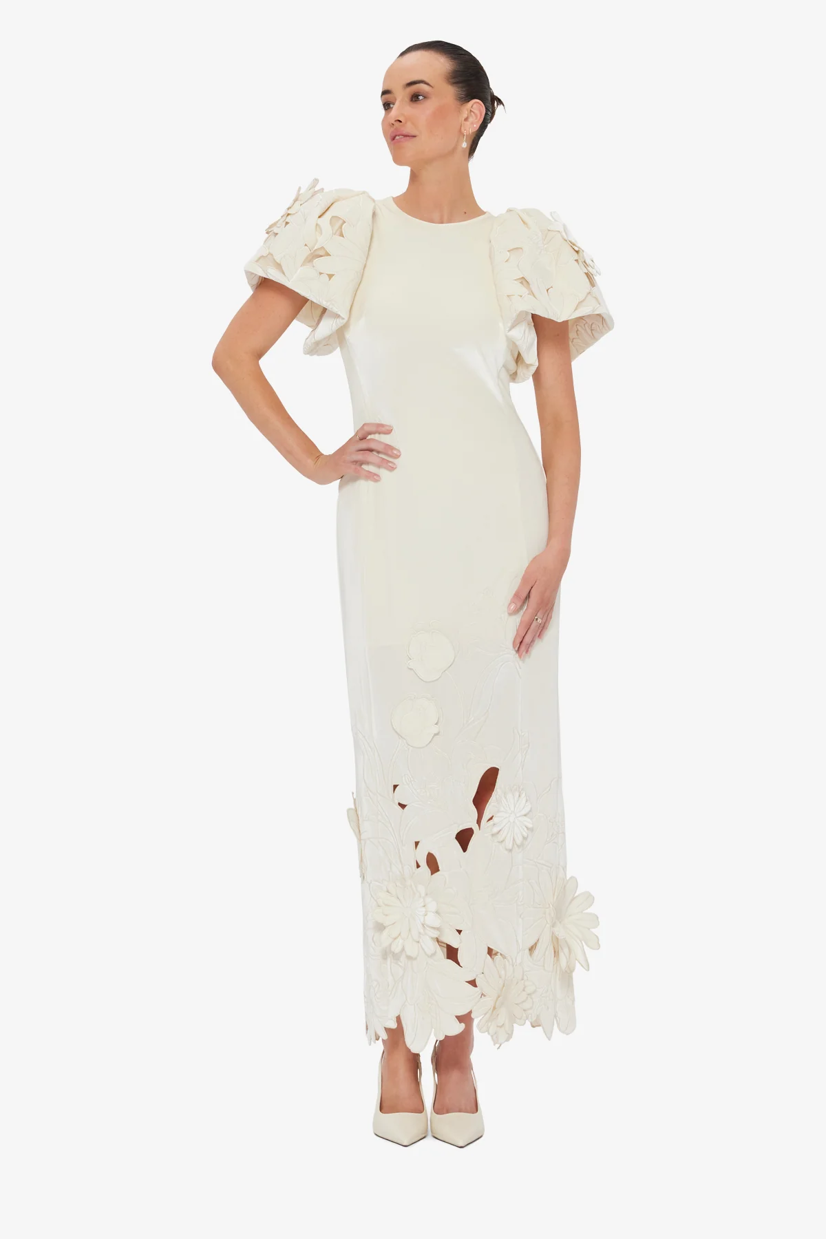 Lucinda Velvet Maxi Dress - Snow - Image 3