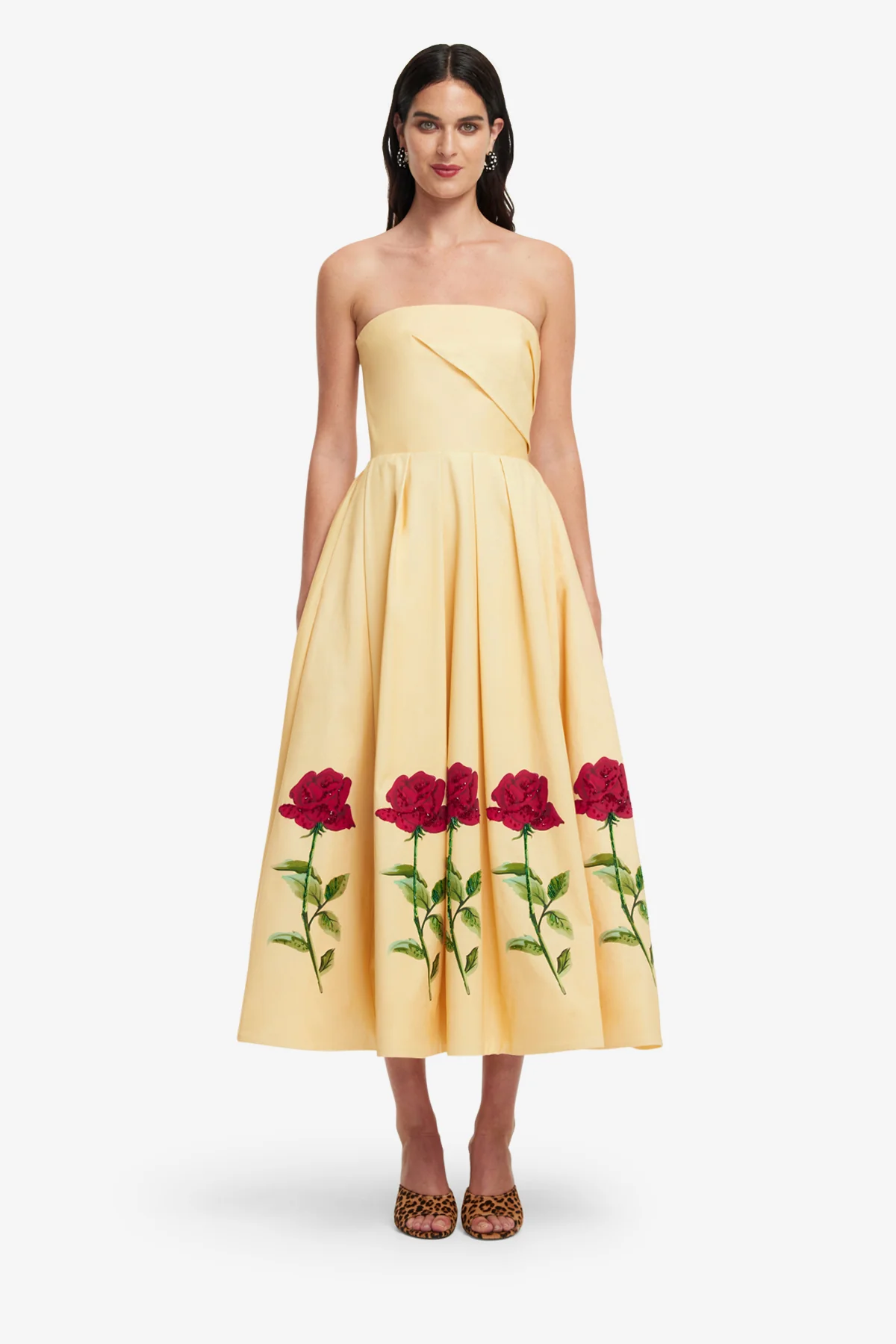 Lynn Embellished Rose Bustier Midi Dress - Butter - Image 2