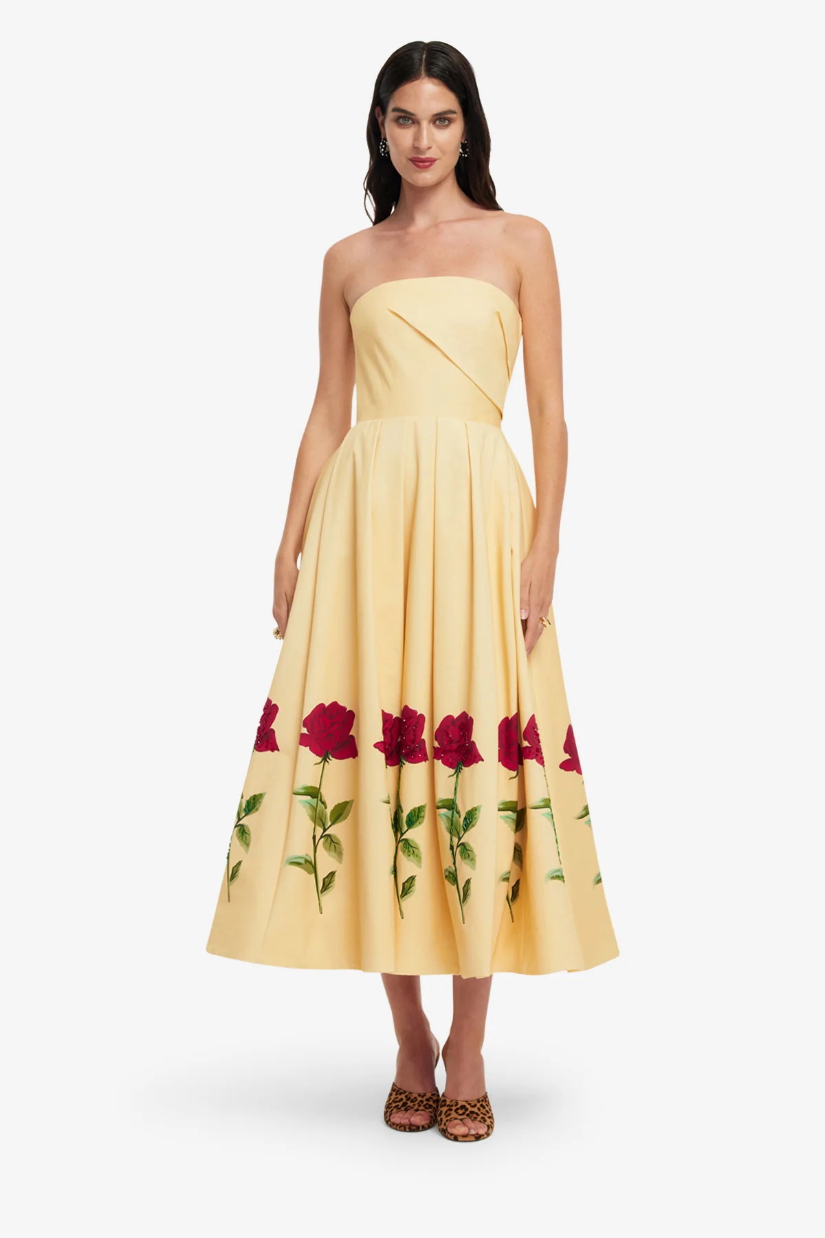 Lynn Embellished Rose Bustier Midi Dress - Butter - Image 3