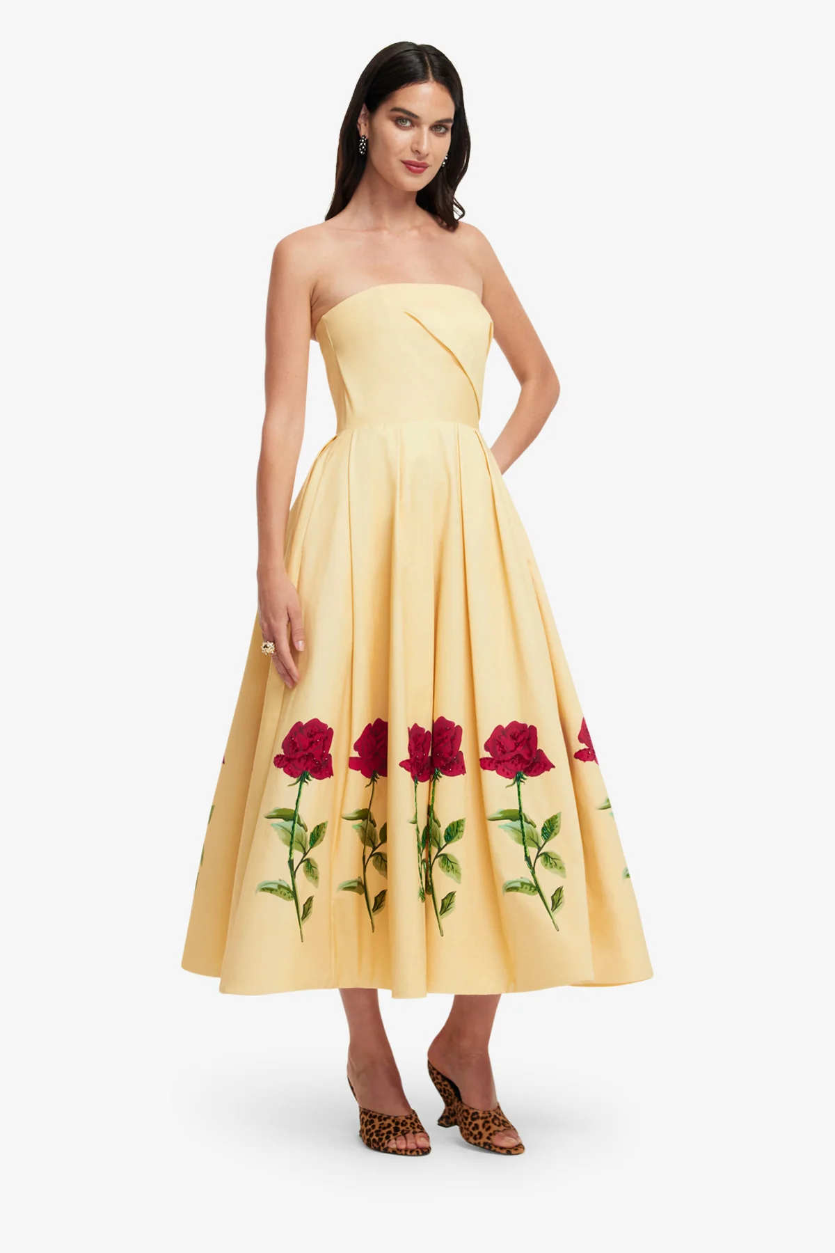 Lynn Embellished Rose Bustier Midi Dress - Butter - Image 4