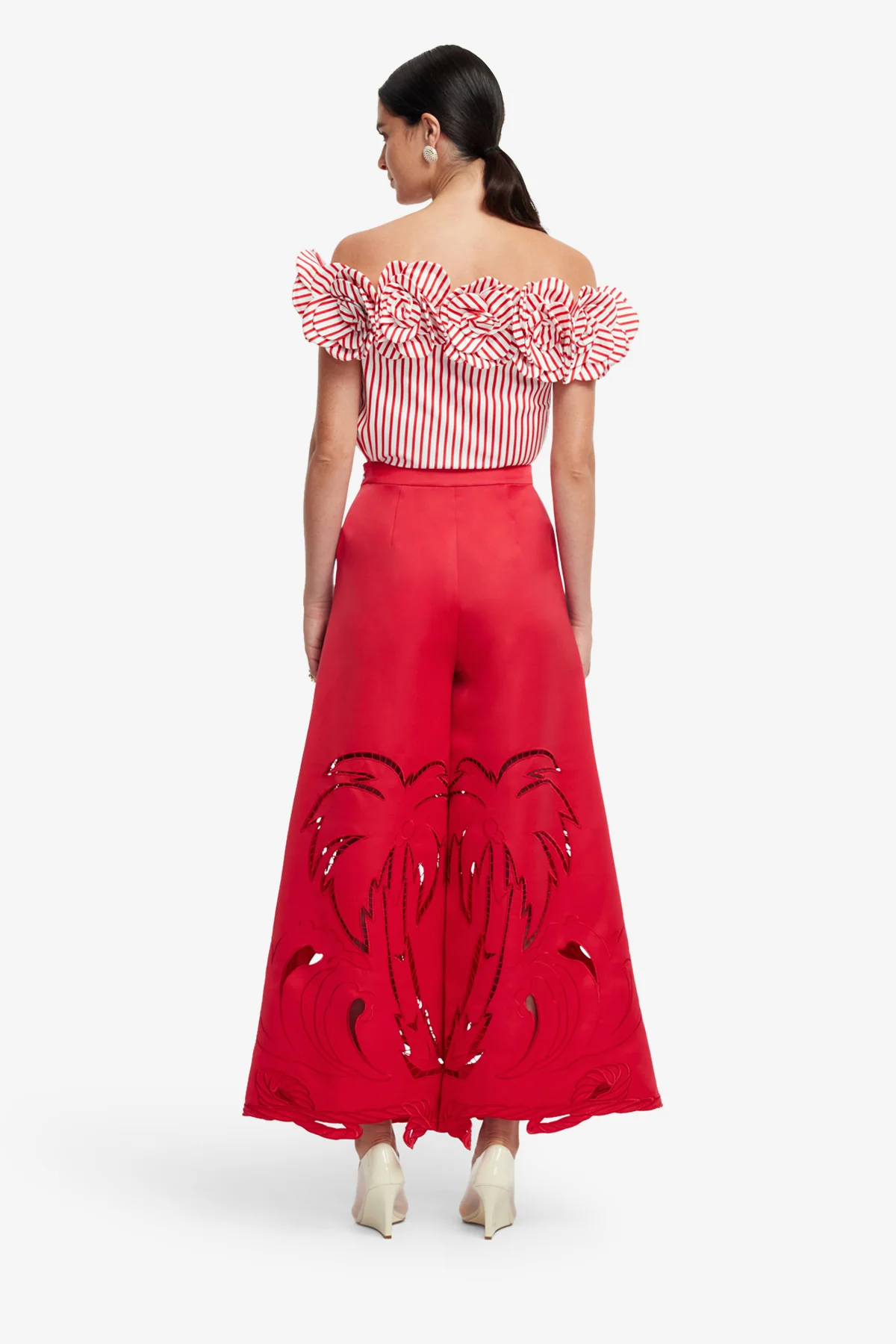 McKayla Off-Shoulder Top - Stripes in Scarlet - Image 5