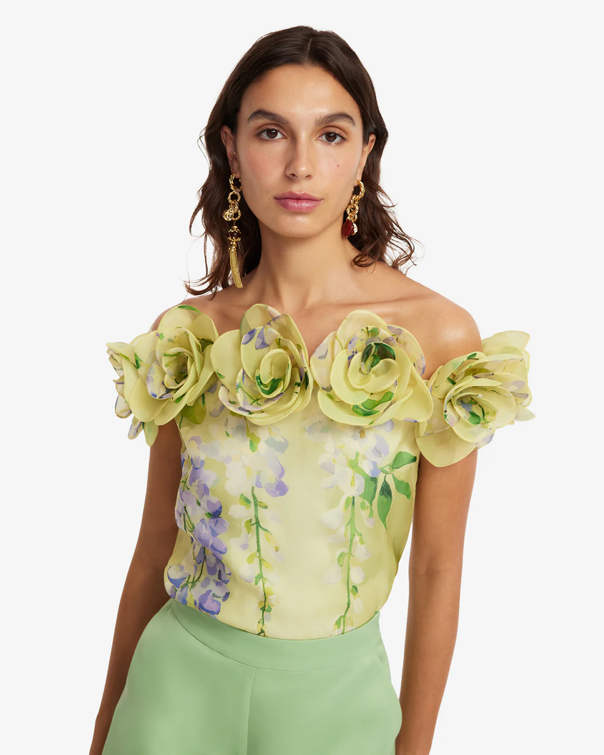 McKayla Off-Shoulder Top - Wisteria Print - Image 6