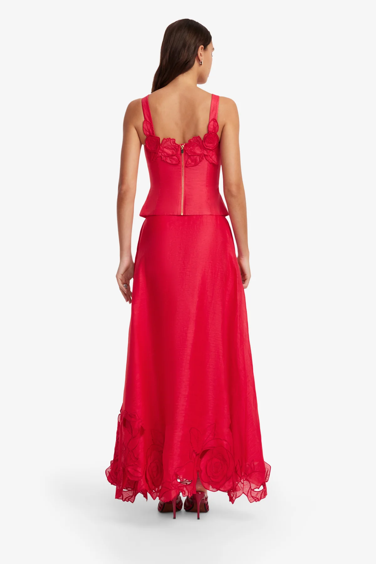 Melissa Linen Appliqué Maxi Skirt - Scarlet - Image 5
