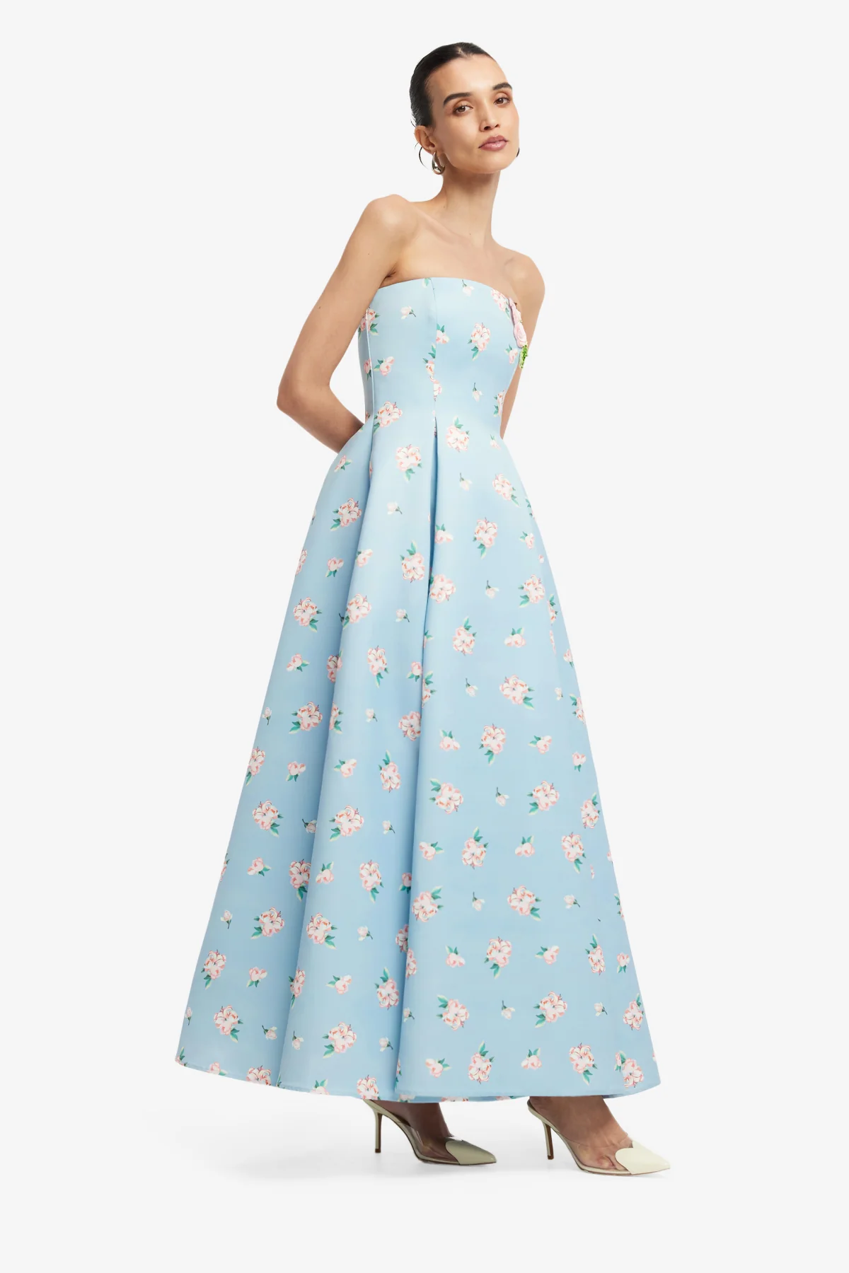 Nora Bustier Maxi Dress - Ditsy Floral Print in Blue - Image 4