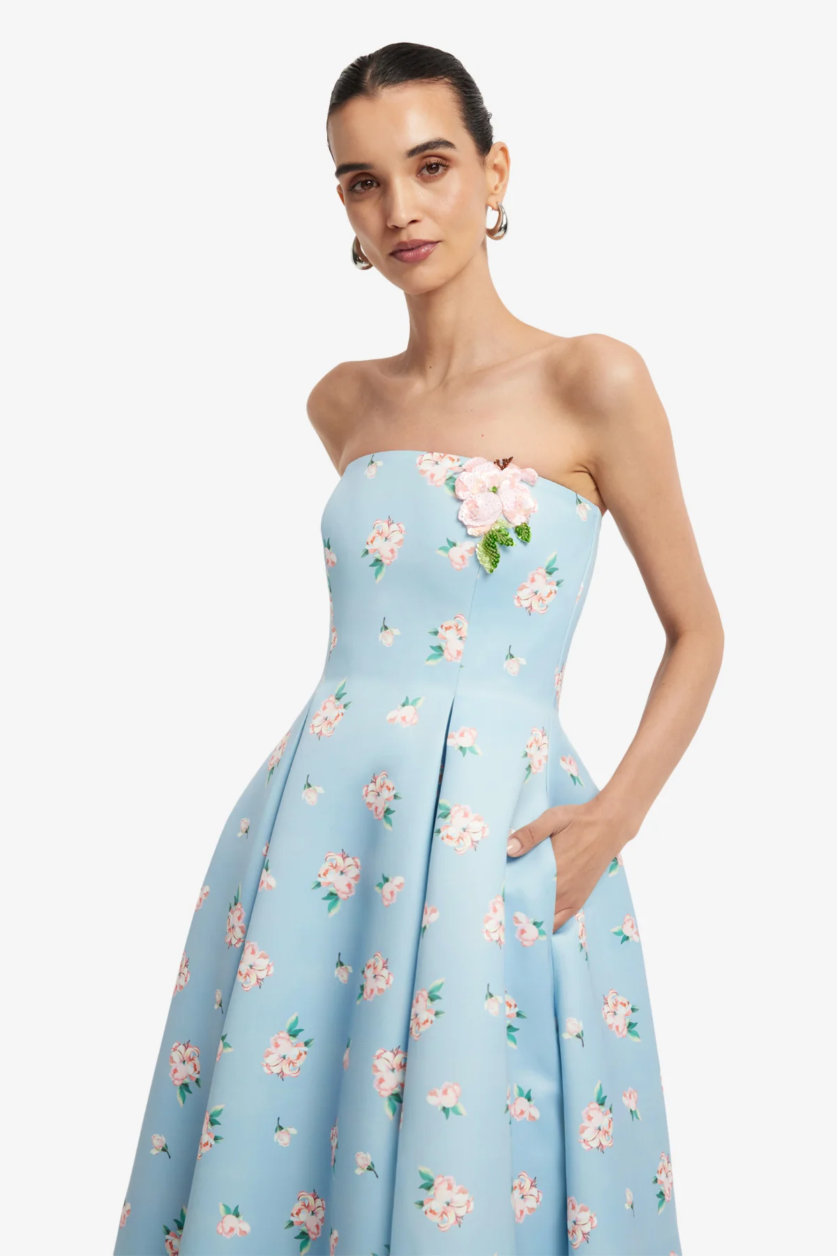 Nora Bustier Maxi Dress - Ditsy Floral Print in Blue - Image 6