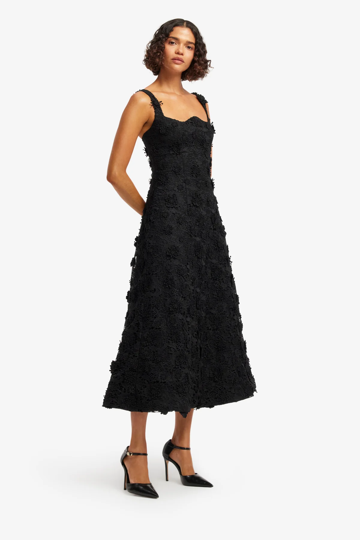 Odette Lace Midi Dress - Ebony - Image 4
