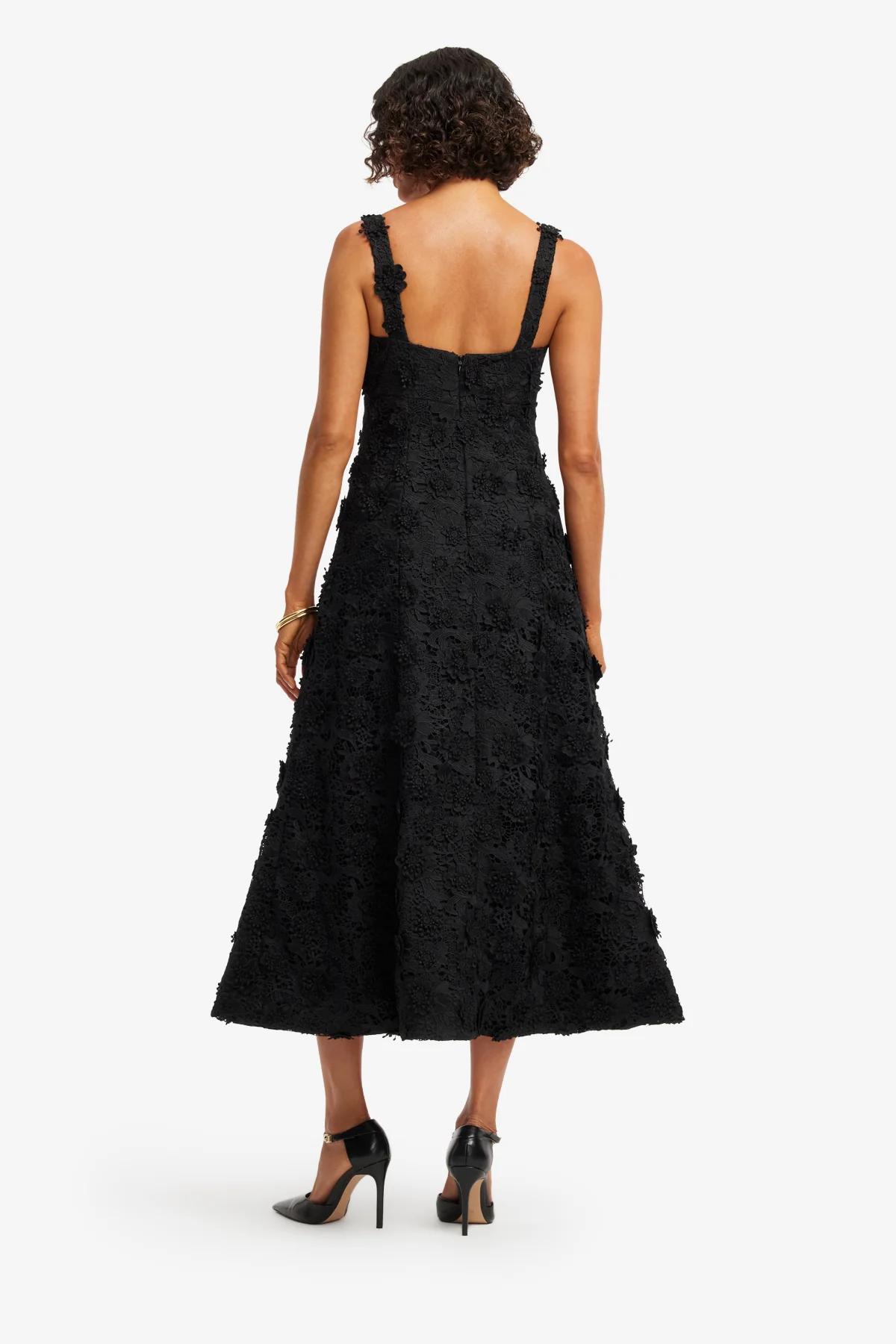 Odette Lace Midi Dress - Ebony - Image 5