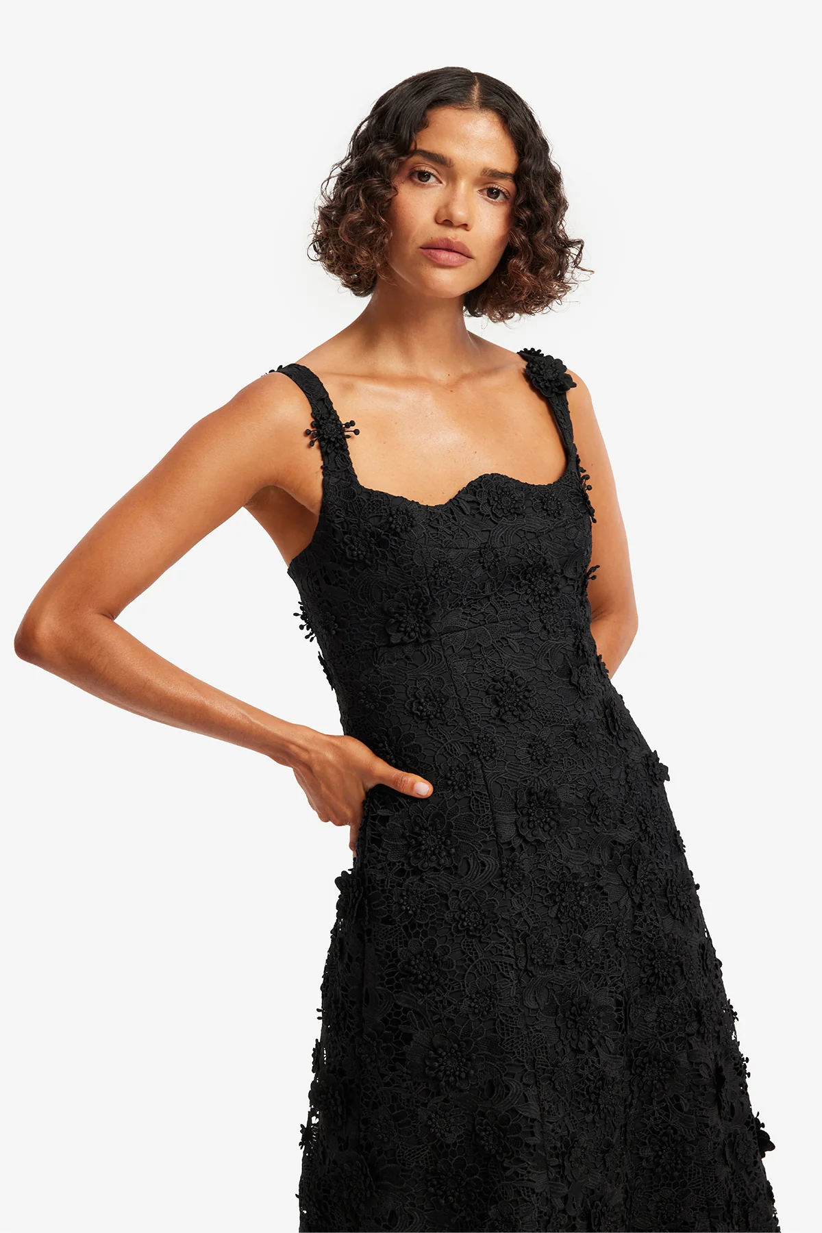 Odette Lace Midi Dress - Ebony - Image 6