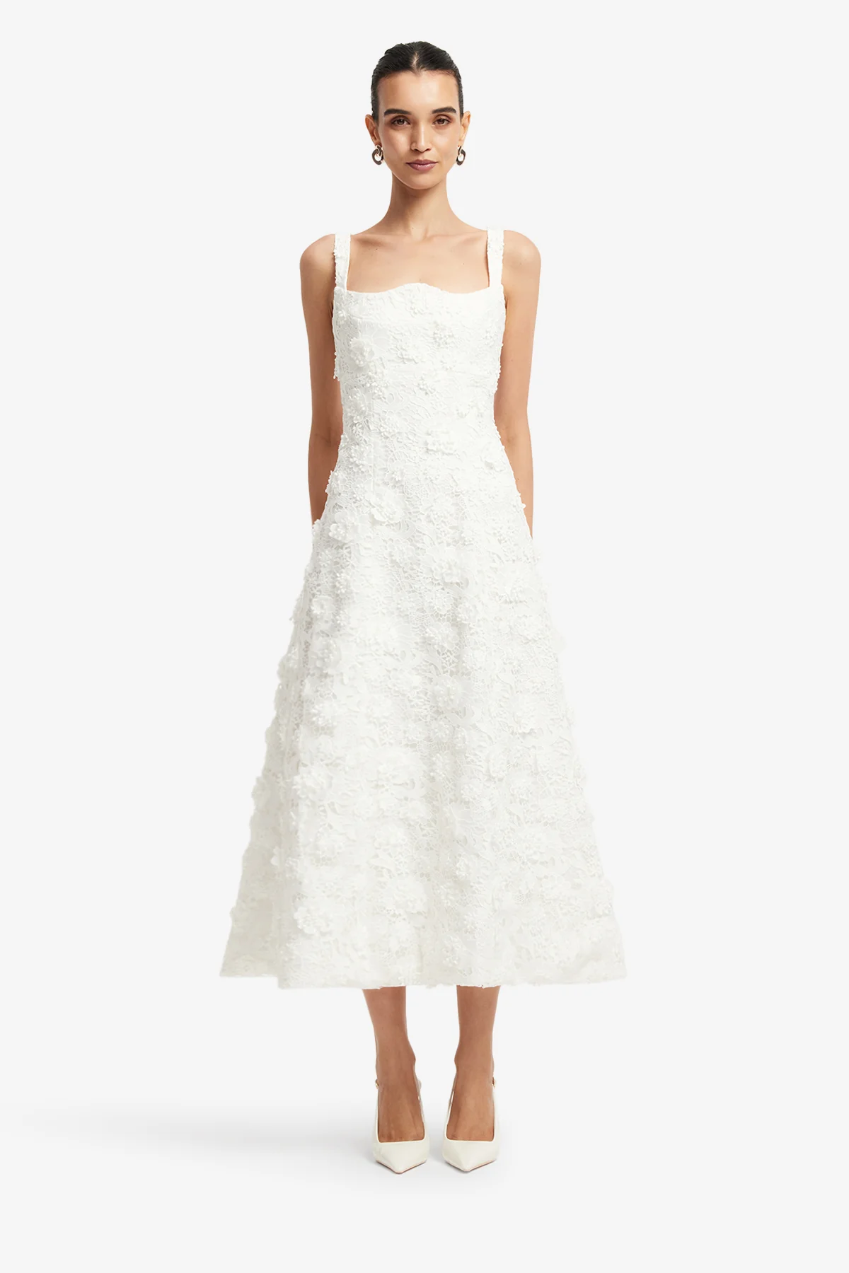 Odette Lace Midi Dress - Snow - Image 2