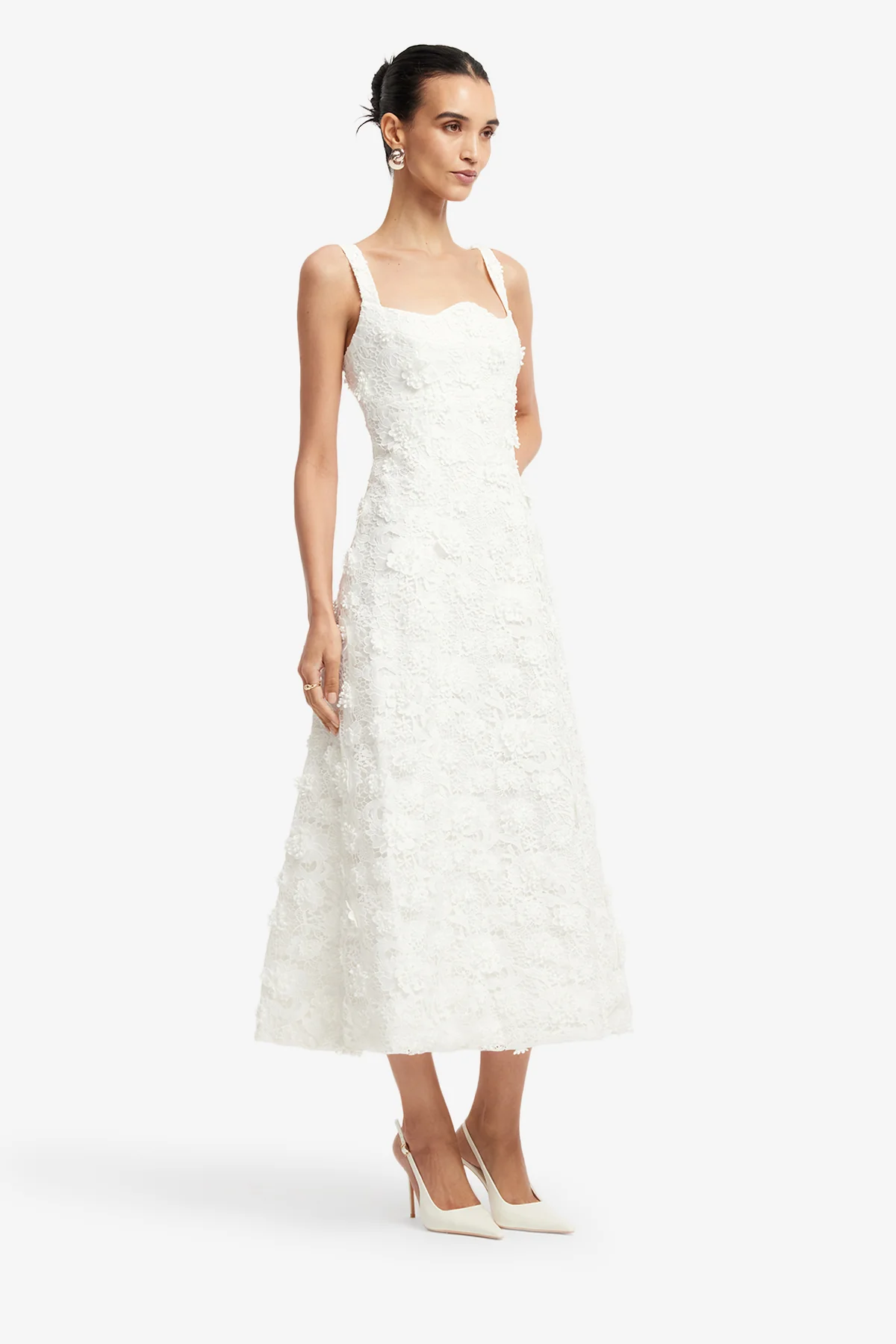 Odette Lace Midi Dress - Snow - Image 4
