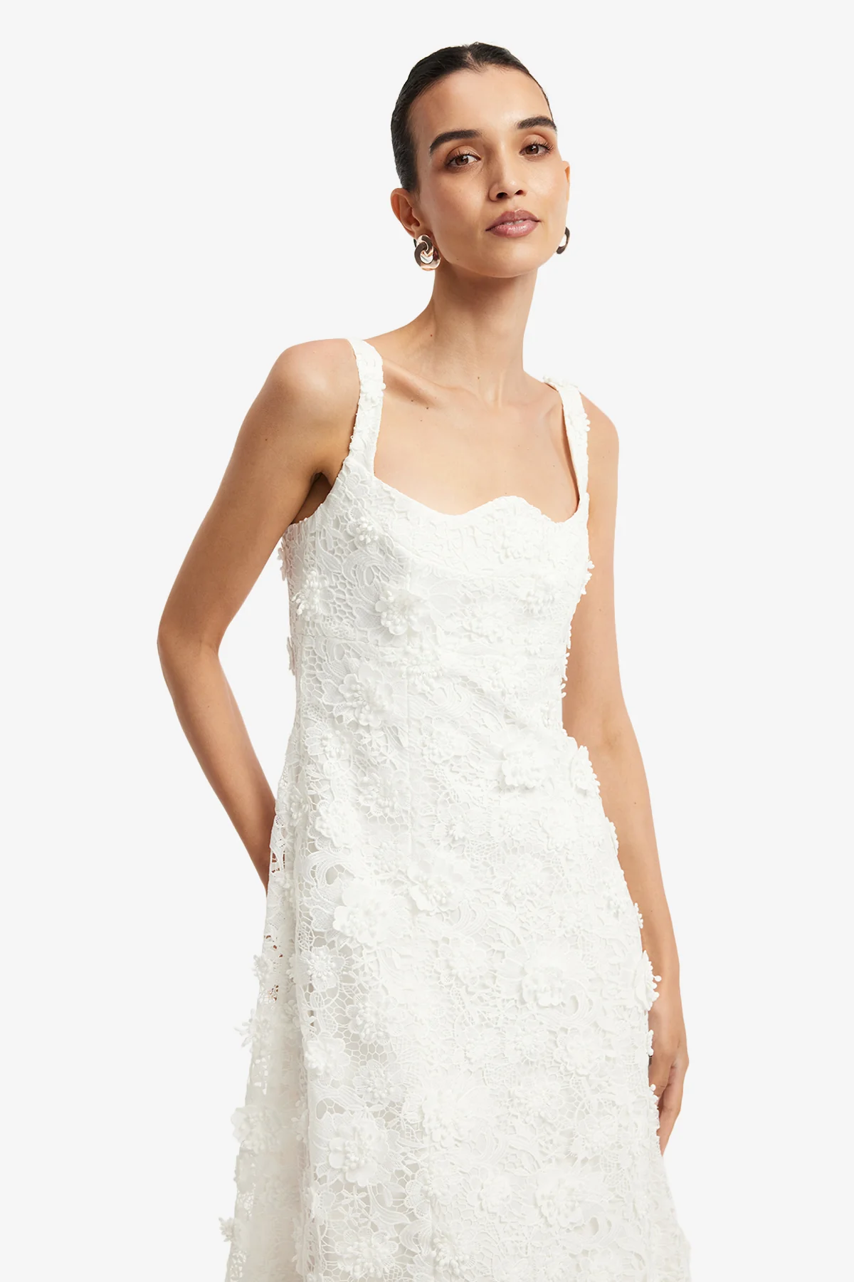 Odette Lace Midi Dress - Snow - Image 6
