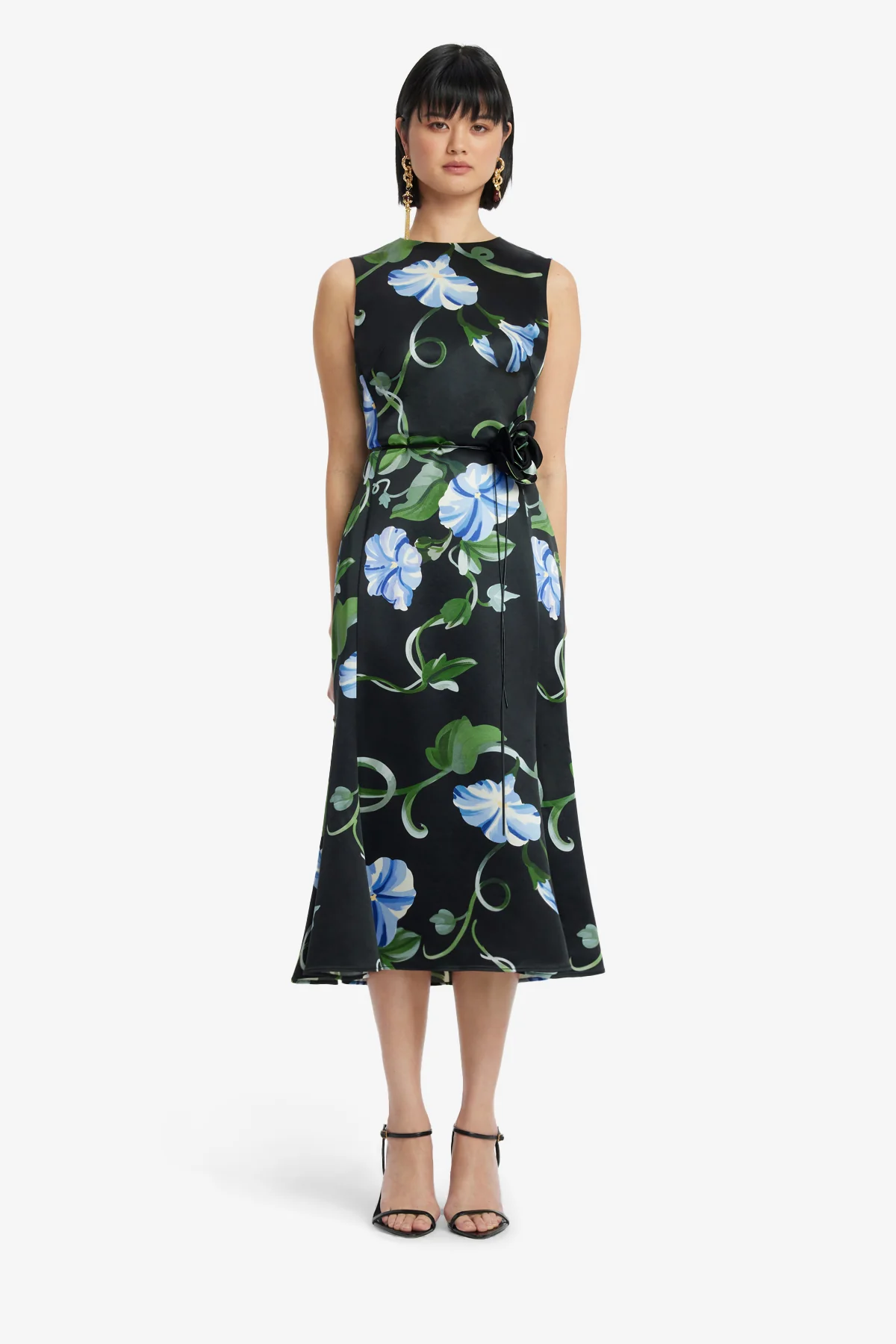 Olive Midi Dress - Vine Print in Ebony - Image 2