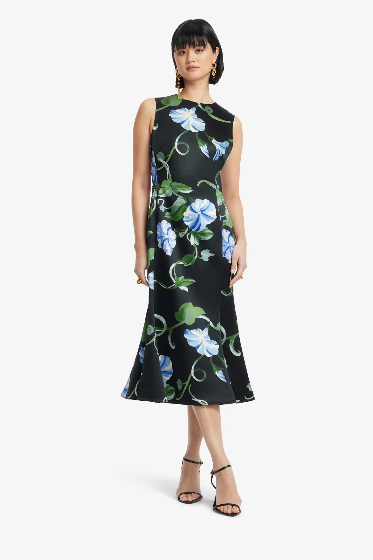 Olive Midi Dress - Vine Print in Ebony - Image 3