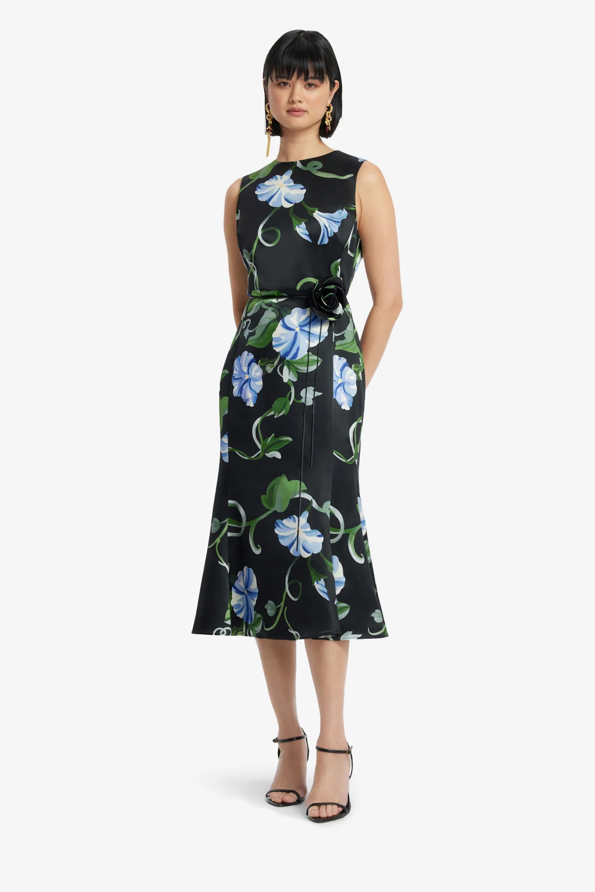 Olive Midi Dress - Vine Print in Ebony - Image 4