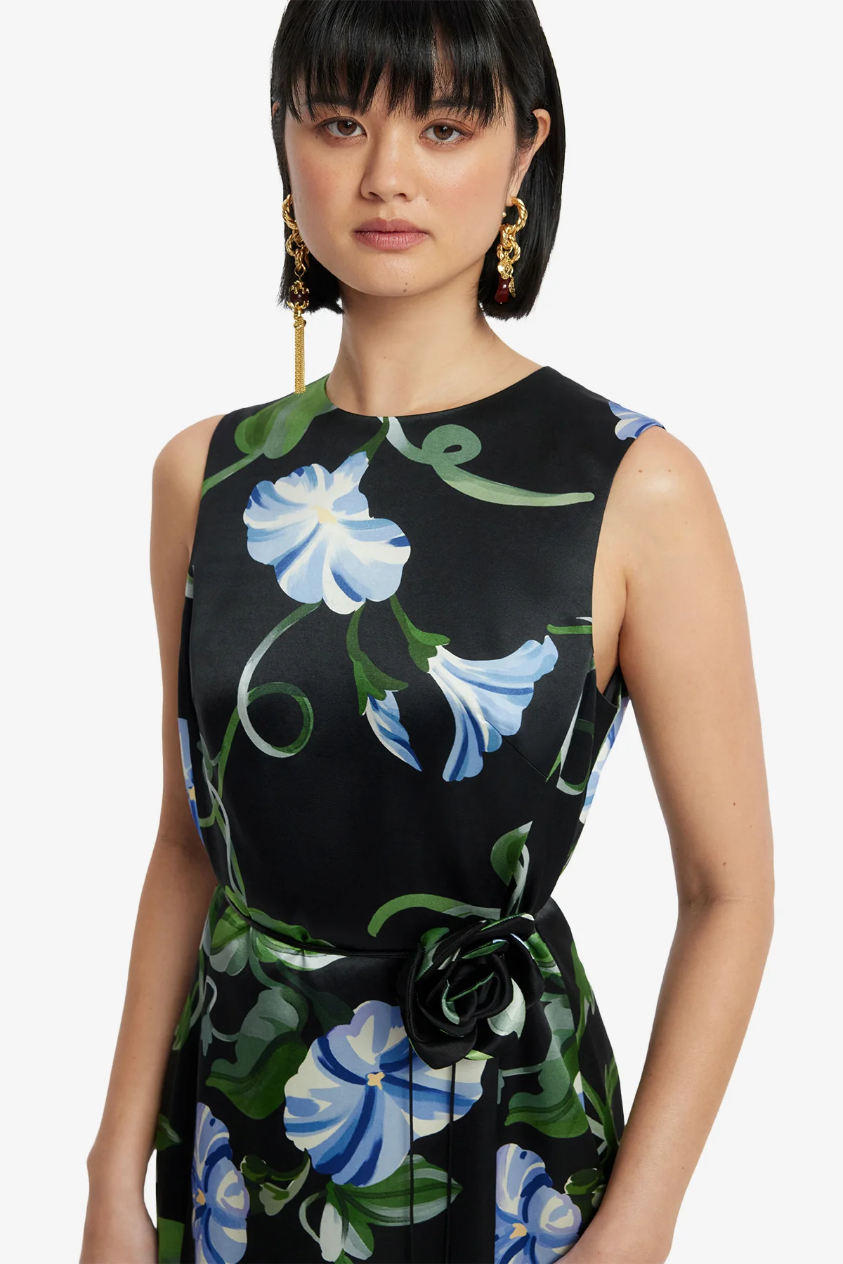 Olive Midi Dress - Vine Print in Ebony - Image 6