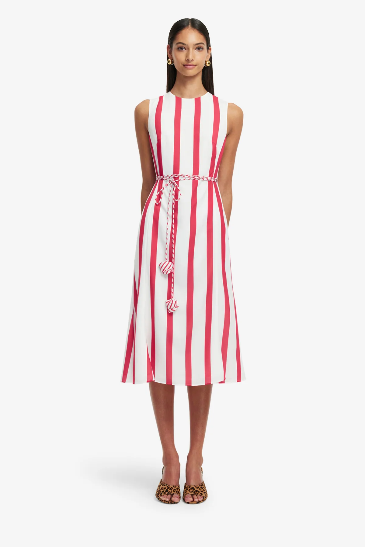Olive Striped Midi Dress - Scarlet - Image 2