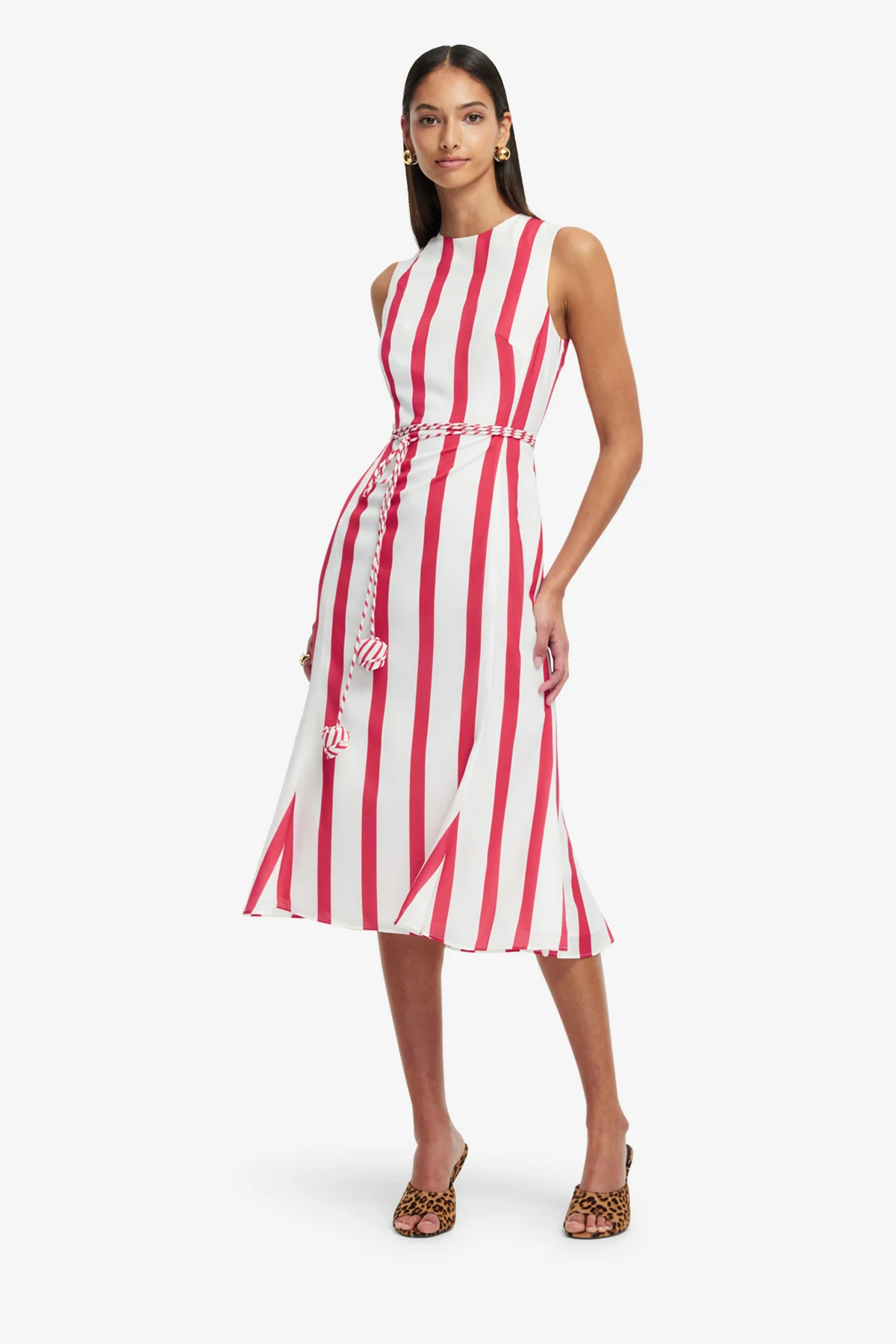 Olive Striped Midi Dress - Scarlet - Image 3