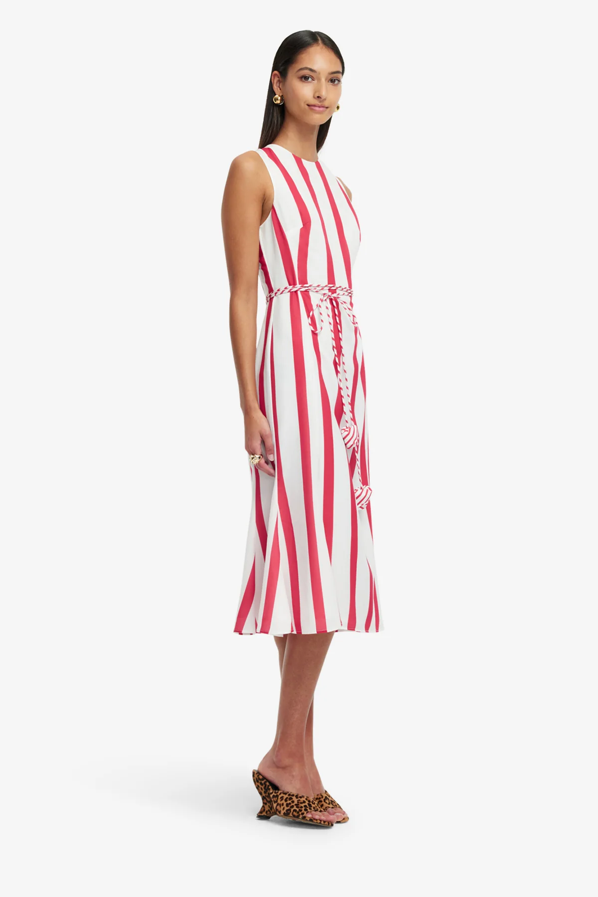 Olive Striped Midi Dress - Scarlet - Image 4