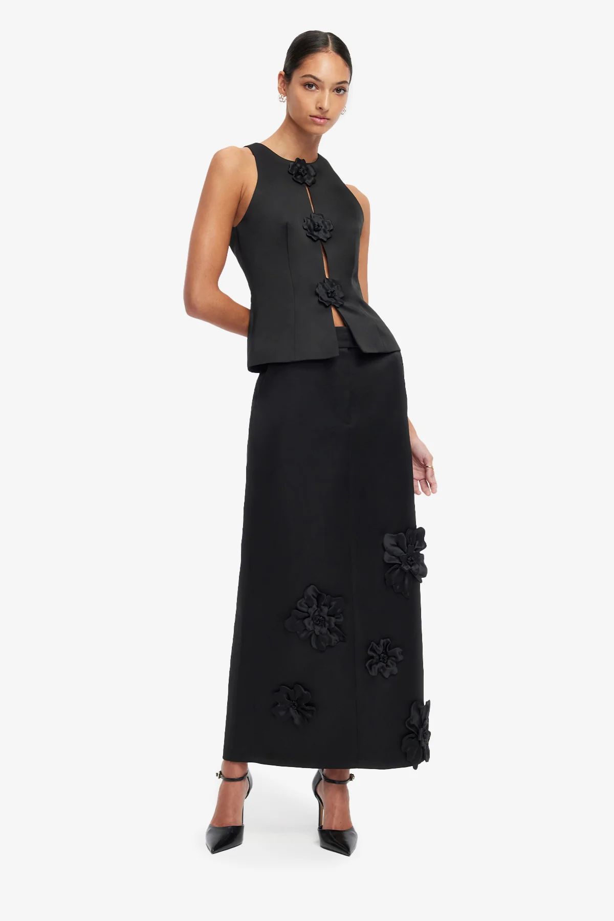 Olivia Petal Maxi Skirt - Ebony - Image 3