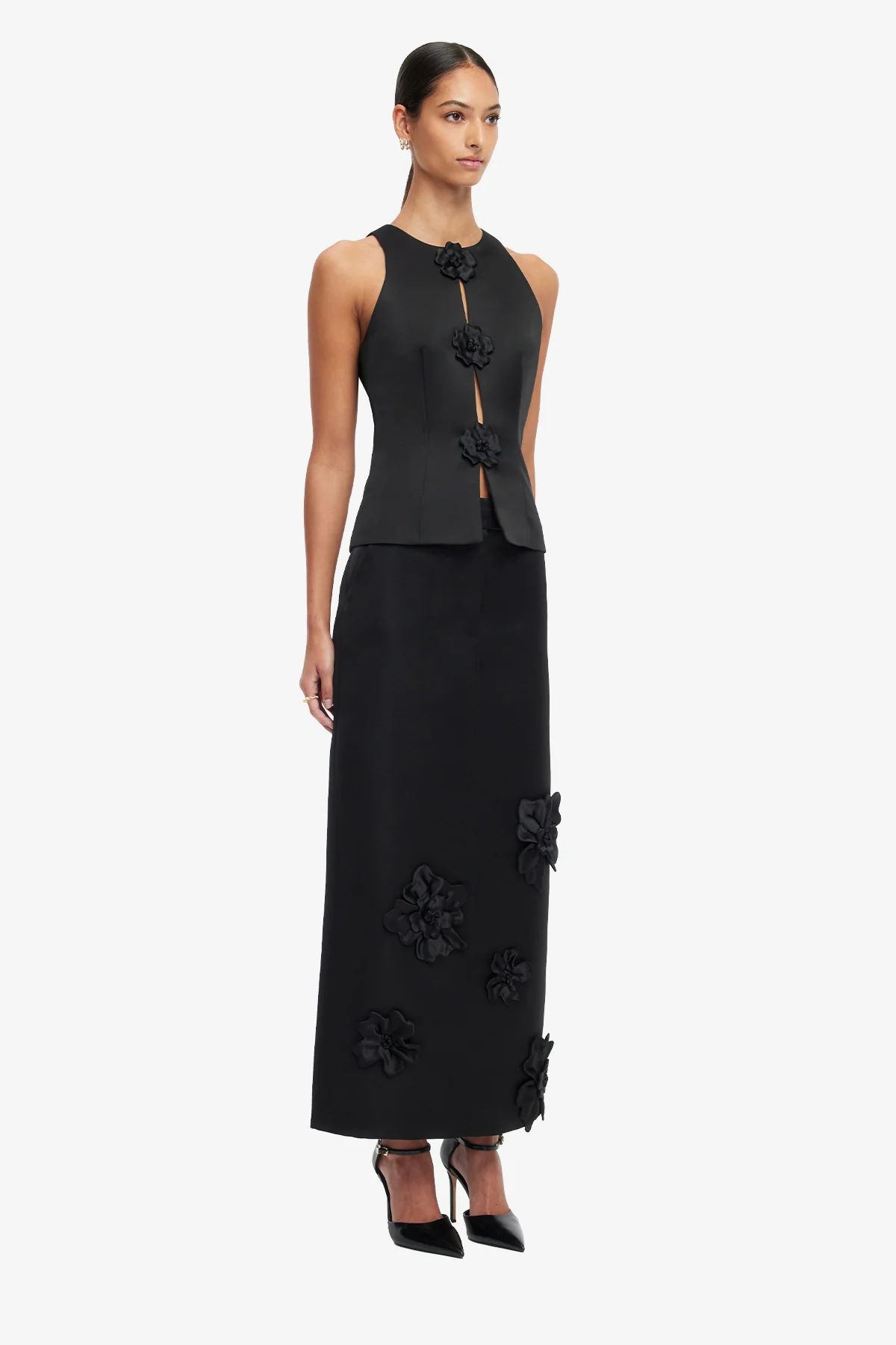 Olivia Petal Maxi Skirt - Ebony - Image 4