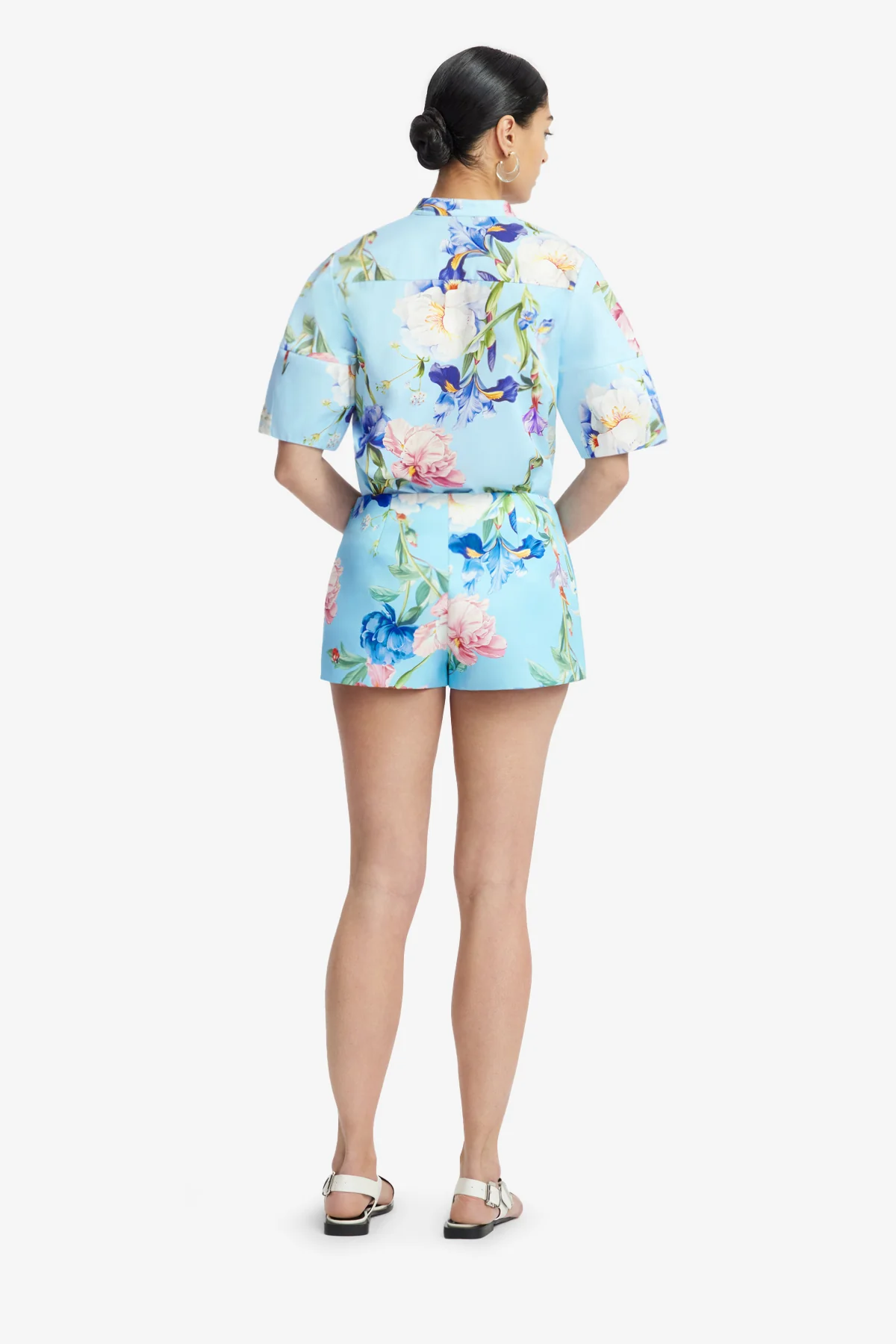 Olivianne Shorts - Garden Print in Baby Blue - Image 5