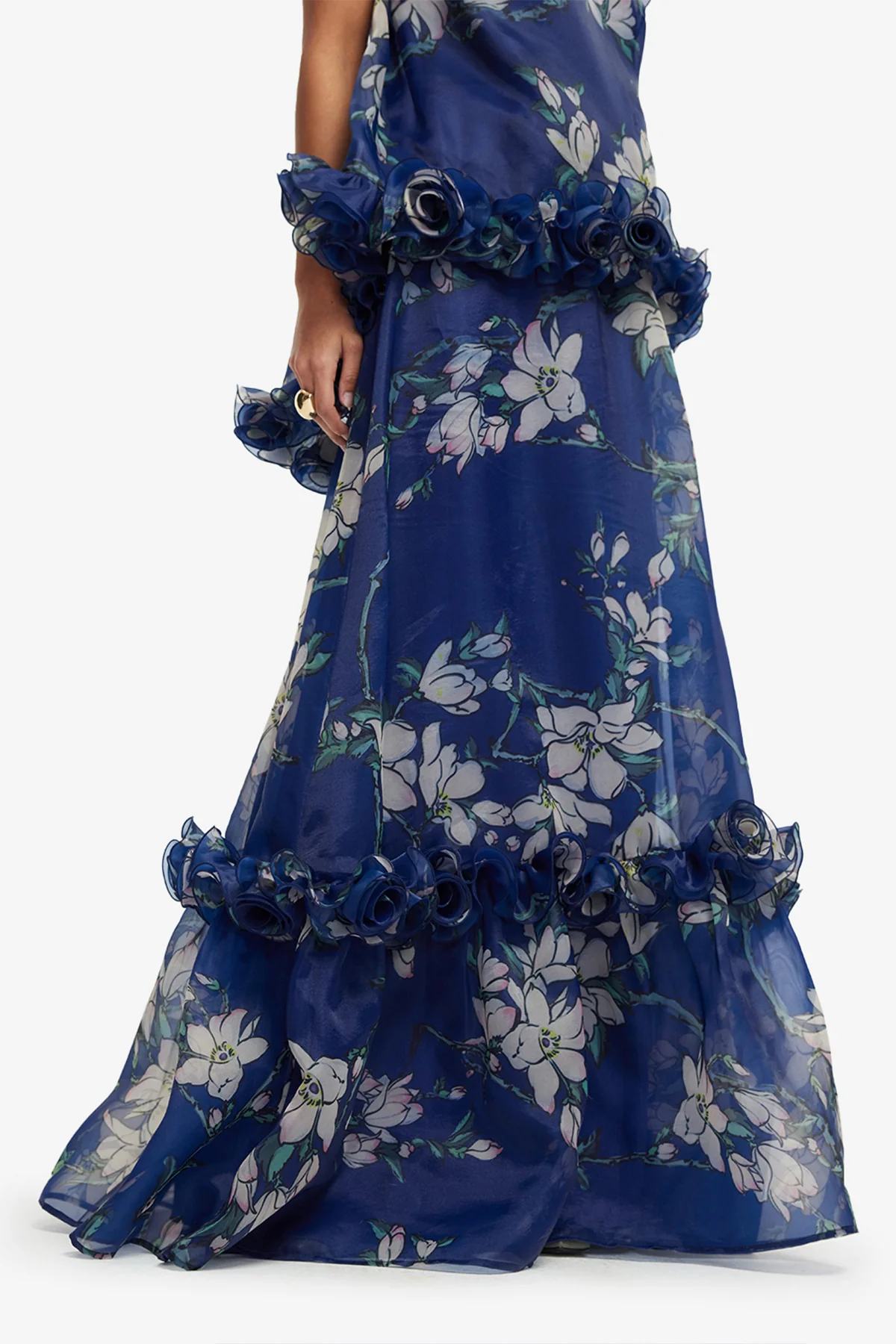 Paige Ruffled Maxi Skirt - Midnight Magnolia Print - Image 6