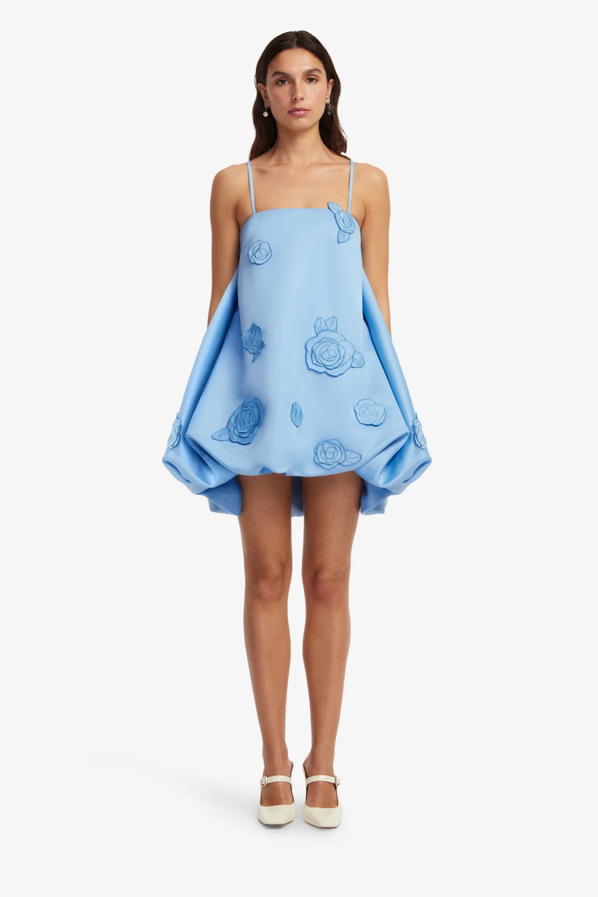 Patsy Appliqué Puff Mini Dress - Pastel Blue - Image 2
