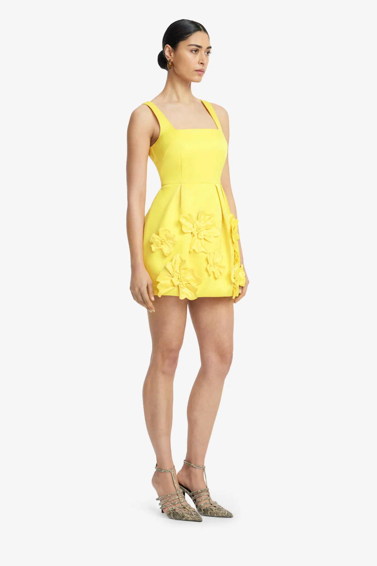Piper Floral Appliqué Bell Shape Mini Dress - Sunshine - Image 4