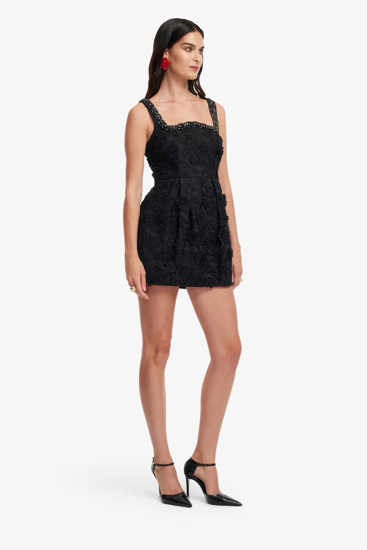 Piper Lace Mini Dress - Ebony - Image 4