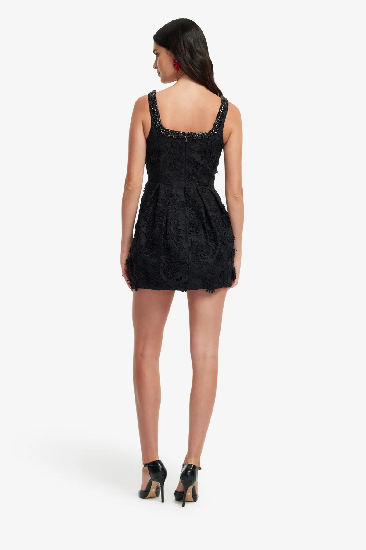 Piper Lace Mini Dress - Ebony - Image 5